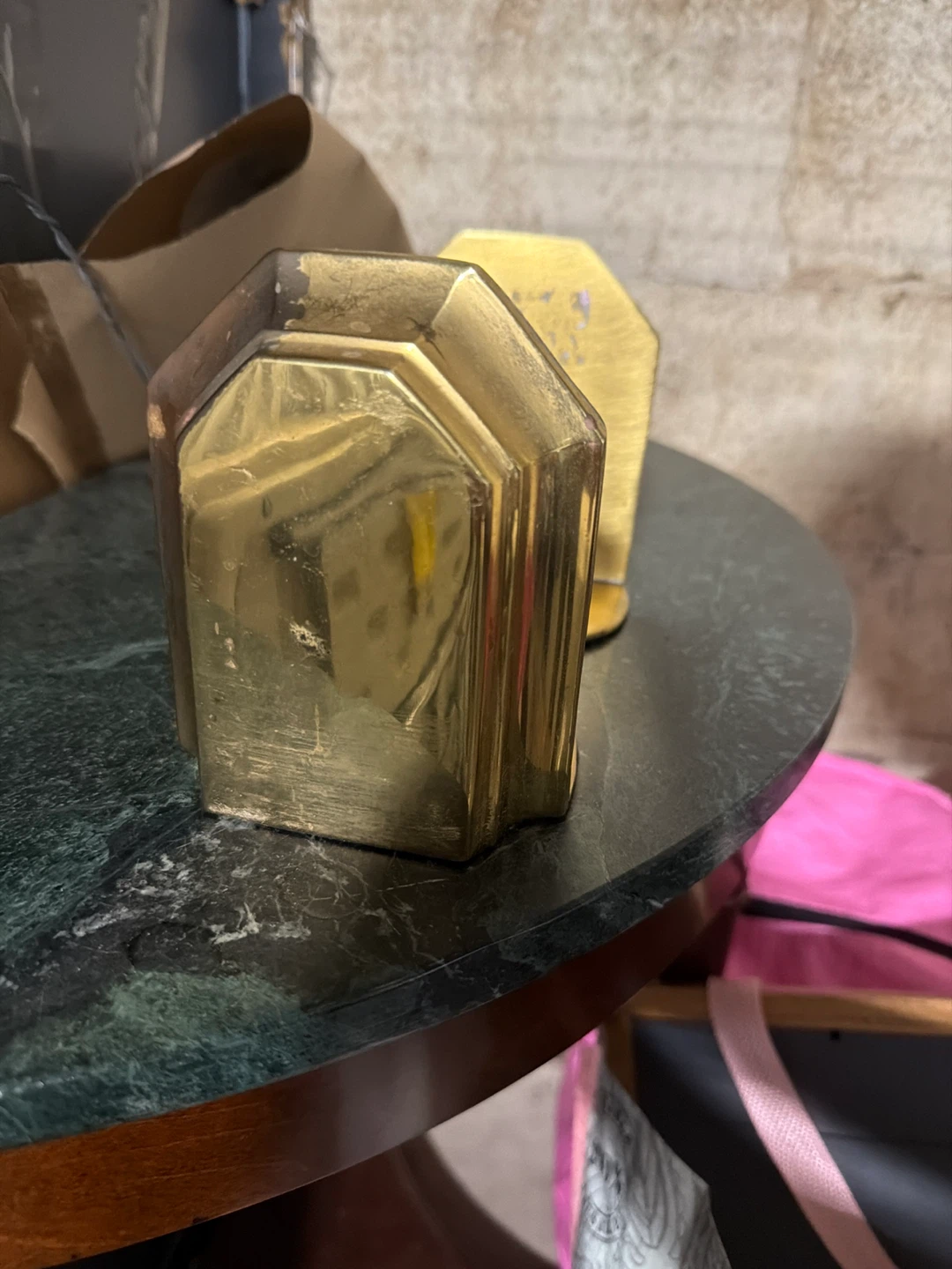 Vintage Brass Octagonal Bookends - photo 3