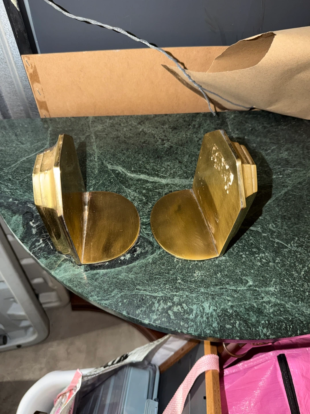 Vintage Brass Octagonal Bookends
