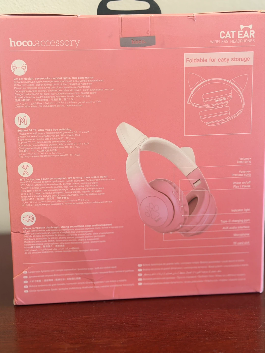 Hoco CAT EAR W42 Wireless Headphones - Pink - photo 2