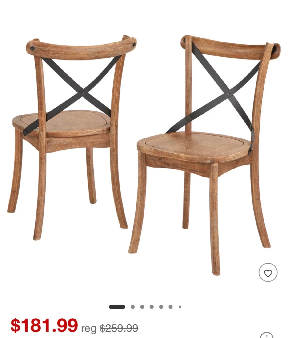Set of 2 Wood Dining Chairs with Cross Back