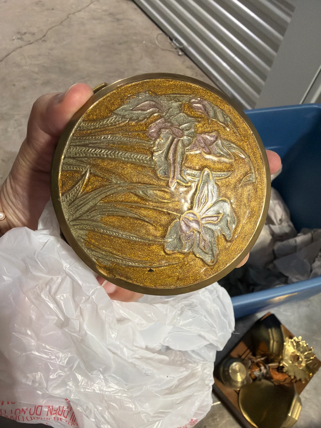 Vintage Decorative Round Brass Trinket Box