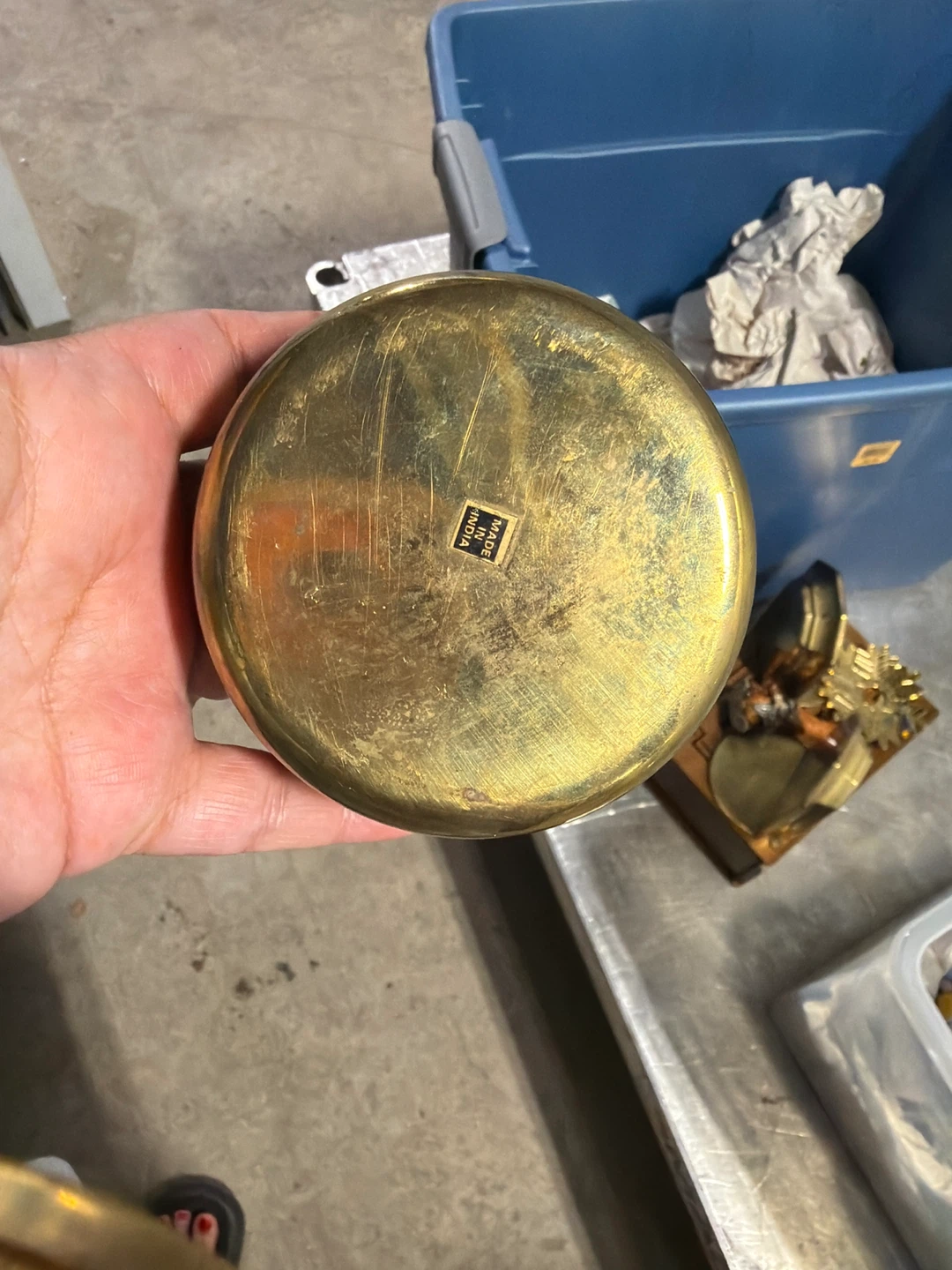 Vintage Decorative Round Brass Trinket Box - photo 3