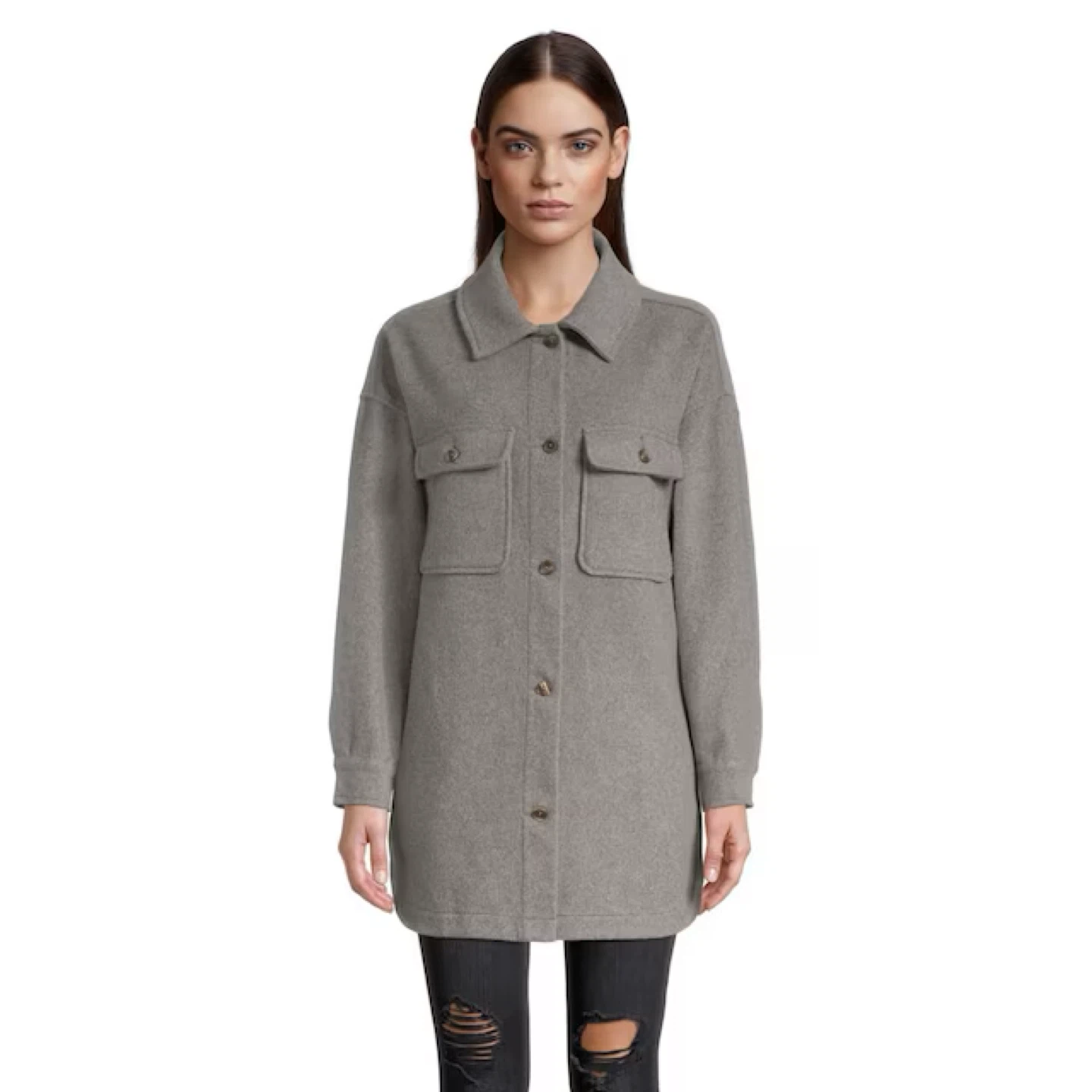 Roxy Grey Button-Up Shirt Jacket Shacket - photo 2