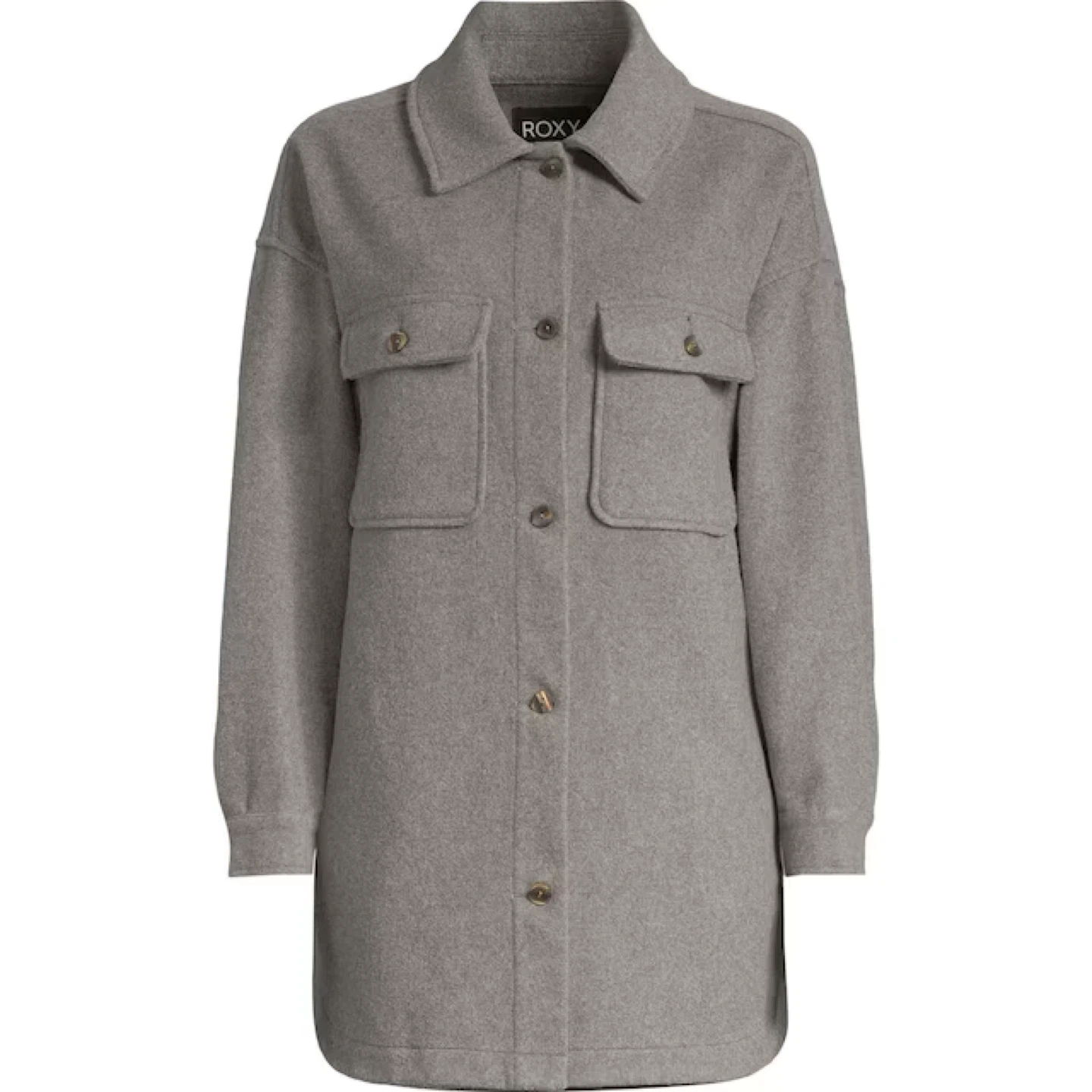 Roxy Grey Button-Up Shirt Jacket Shacket
