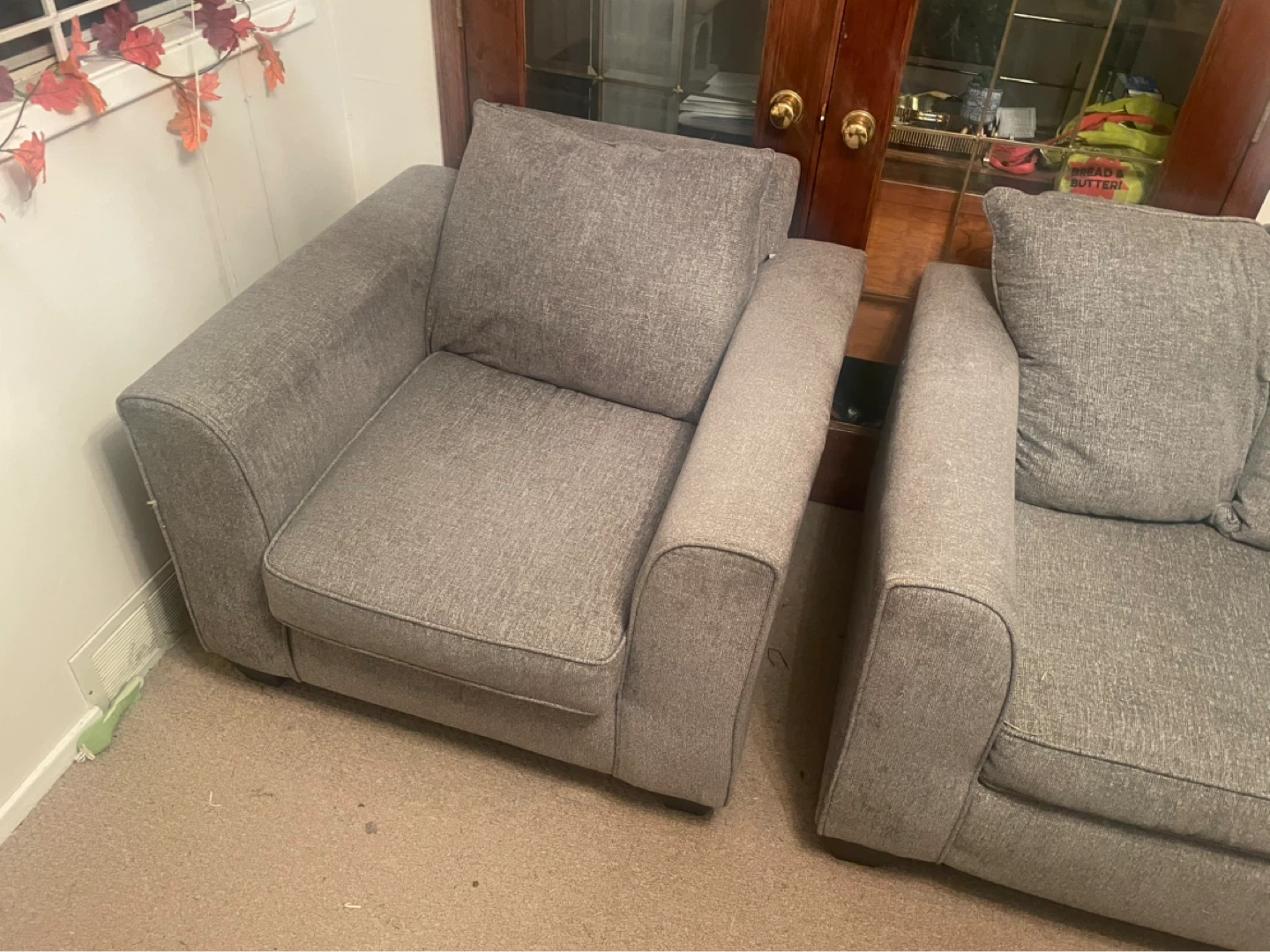 Grey Fabric Loveseat and Armchair Set - photo 3
