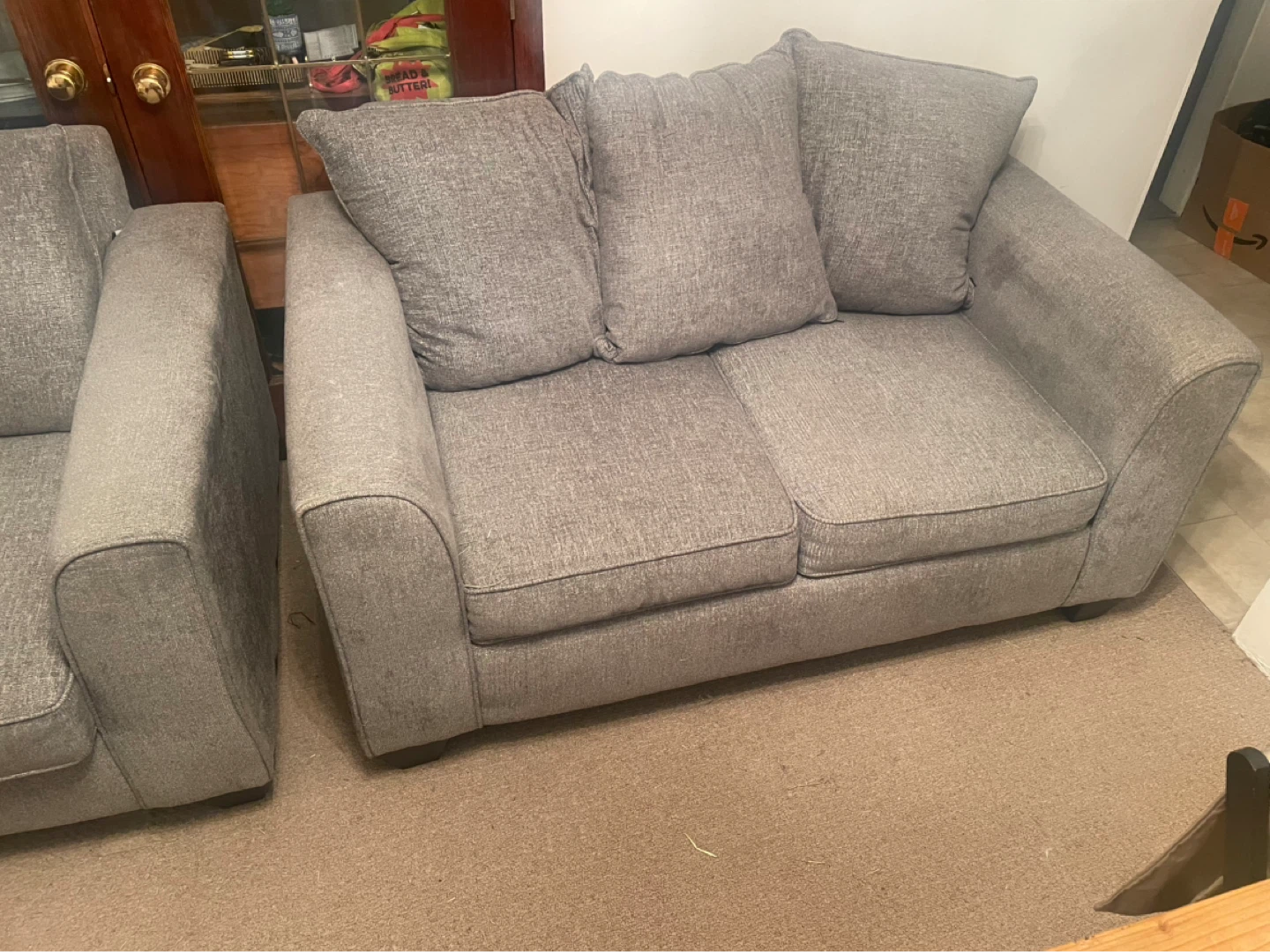 Grey Fabric Loveseat and Armchair Set - photo 2