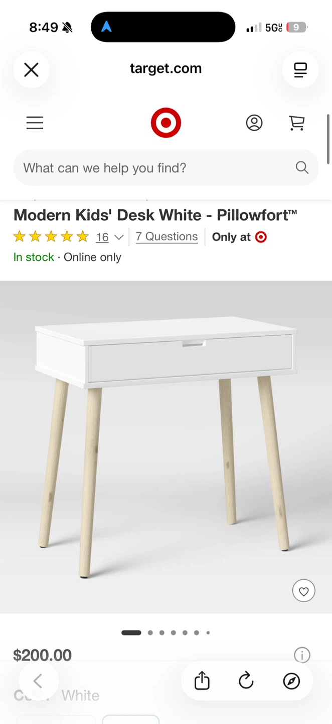 Pillowfort Modern Kids' Desk - White
