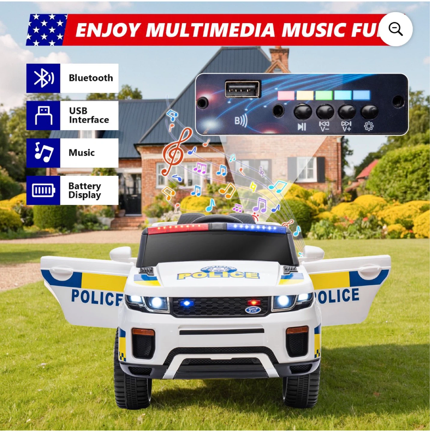 Kids Electric Police Ride-On Car - photo 3