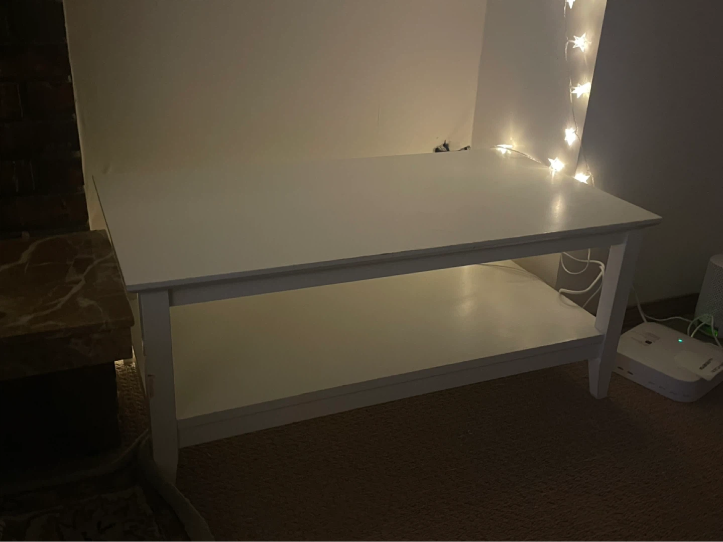 White Coffee Table with Lower Shelf