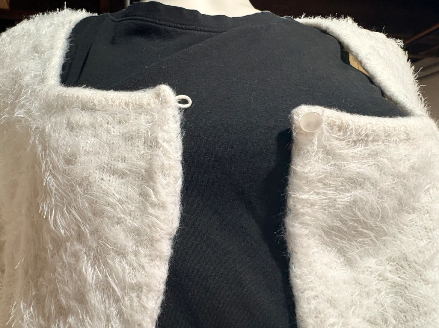White Fuzzy Cropped Cardigan - photo 2