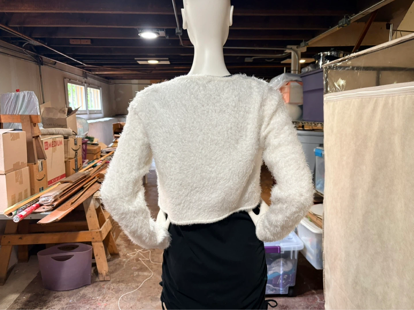 White Fuzzy Cropped Cardigan - photo 3