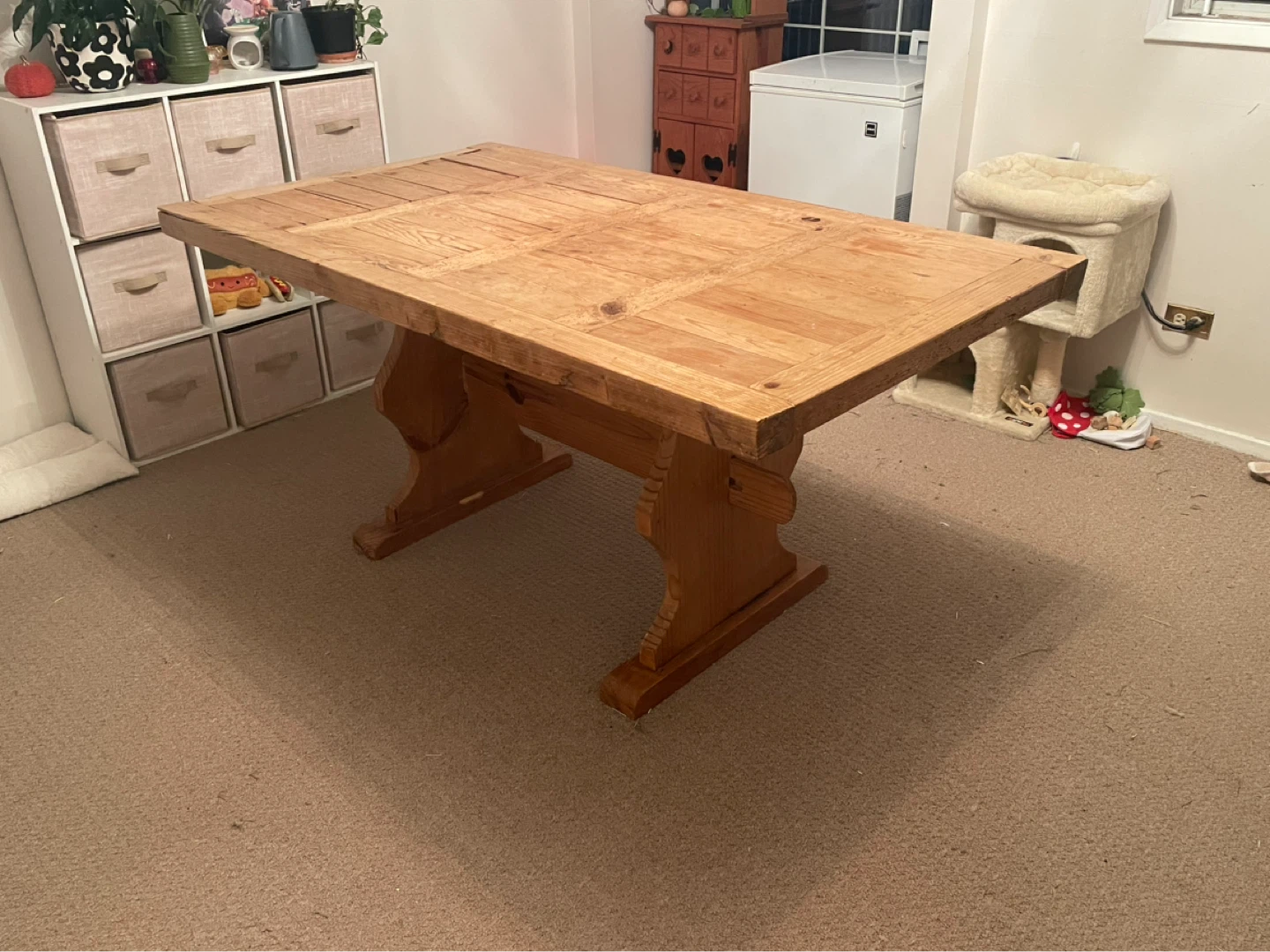 Farmhouse style wooden dining table with 4 chairs - photo 2