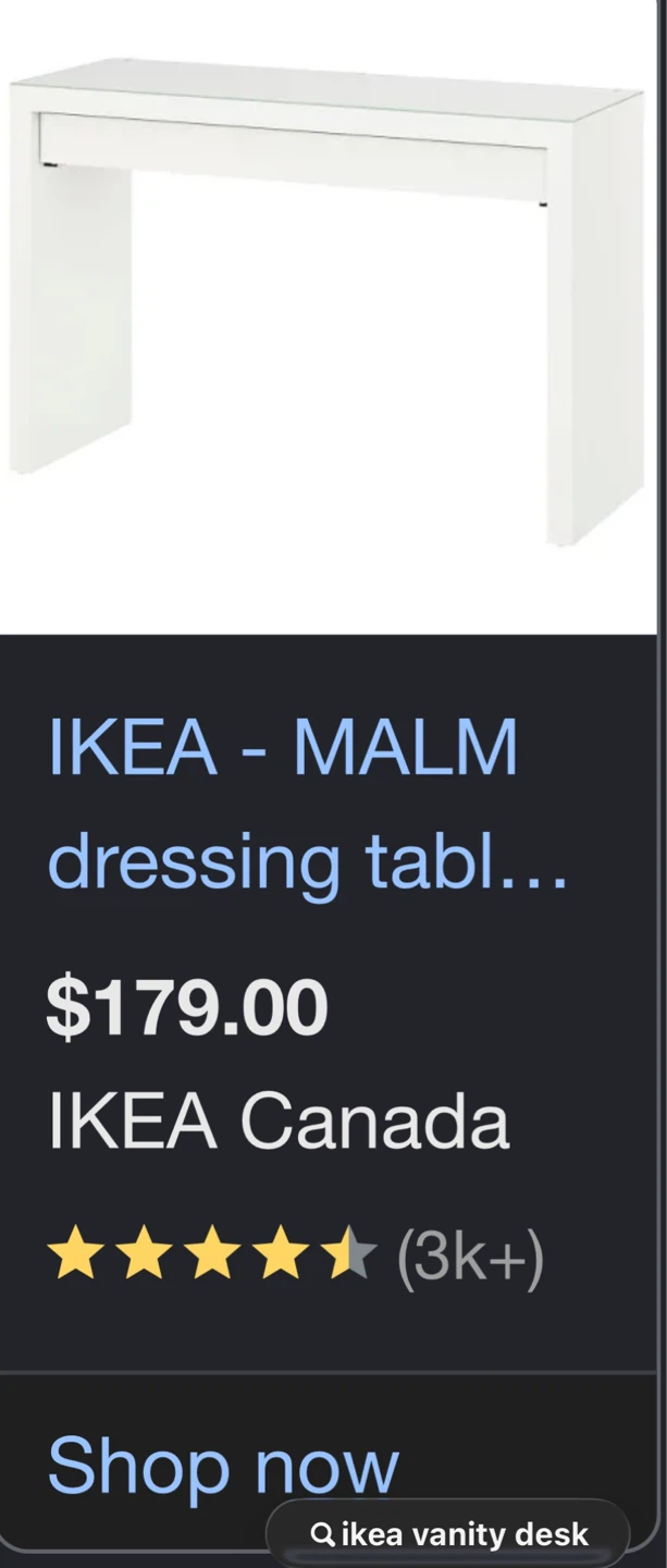 IKEA MALM White Dressing Table