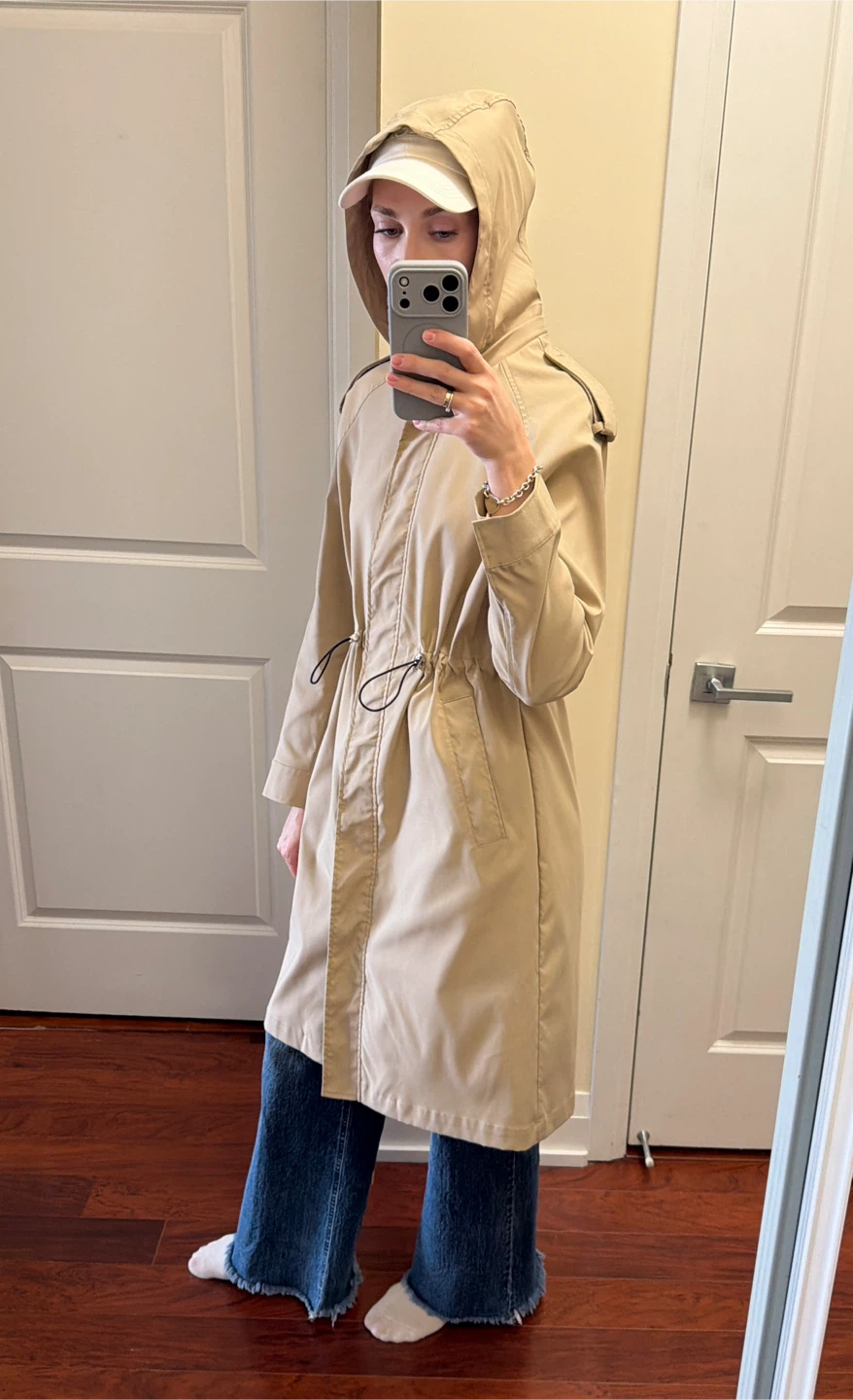 Stradivarius Beige Hooded Anorak Jacket