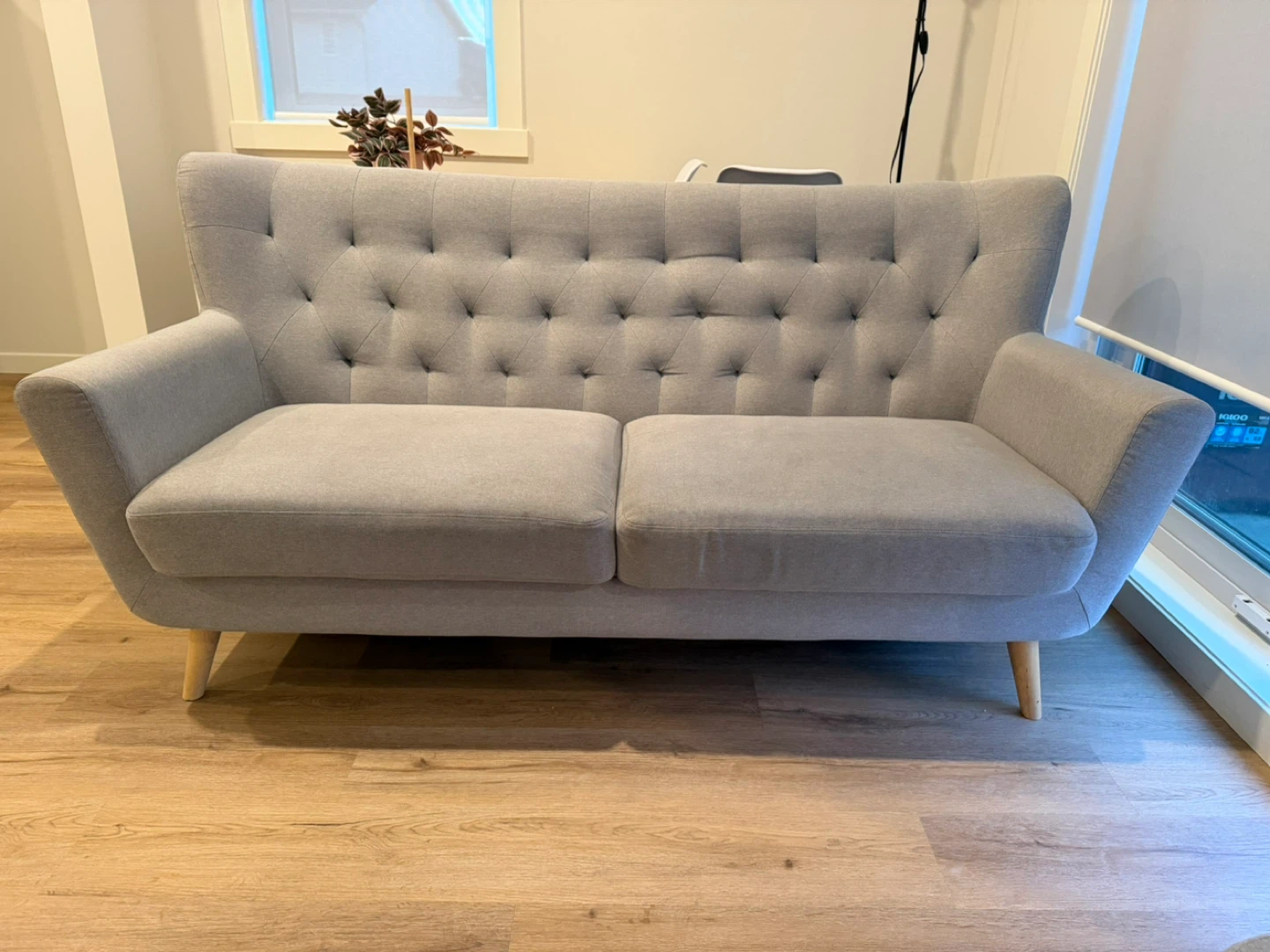 Grey Upholstered 2-Seater Loveseat Sofa