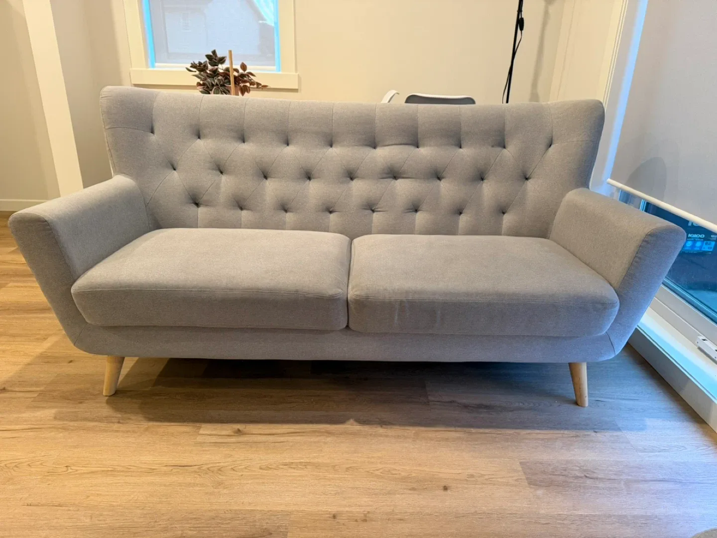 Grey Upholstered 2-Seater Loveseat Sofa