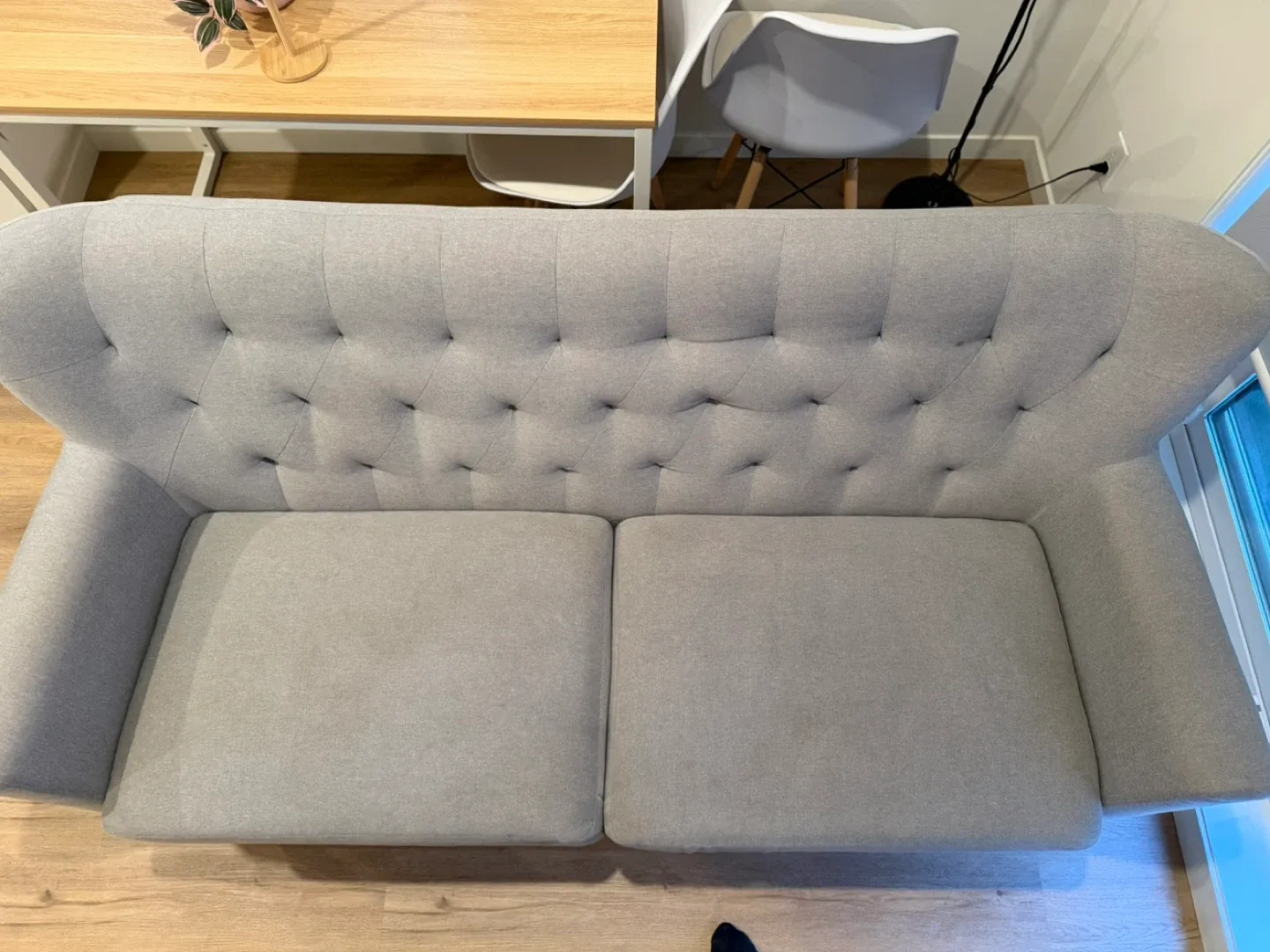 Grey Upholstered 2-Seater Loveseat Sofa - photo 2