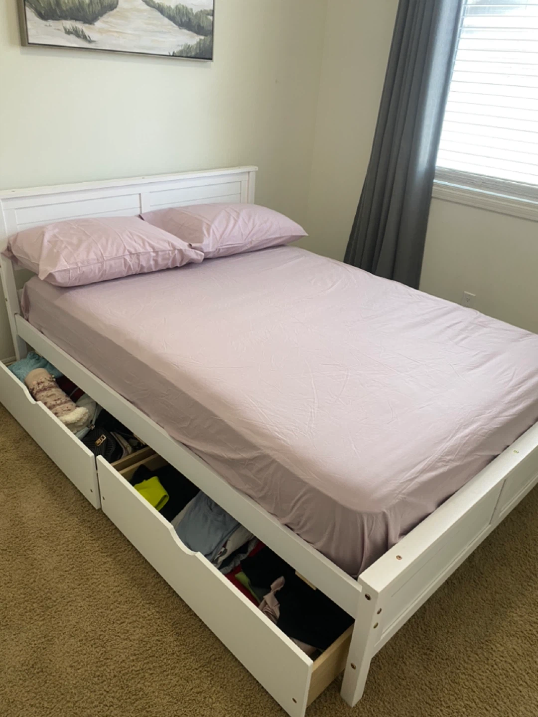 White Twin Bed Frame with Storage Drawers - photo 4