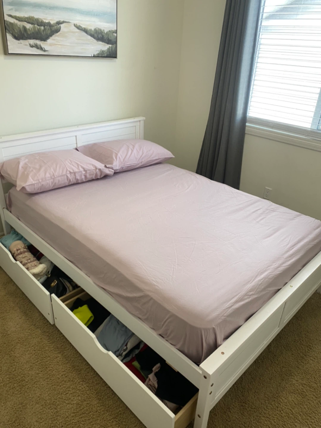 White Twin Bed Frame with Storage Drawers - photo 2