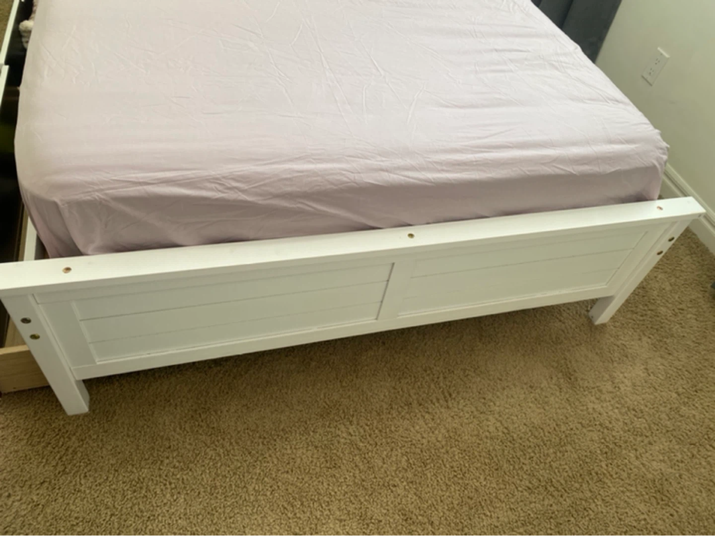 White Twin Bed Frame with Storage Drawers - photo 5