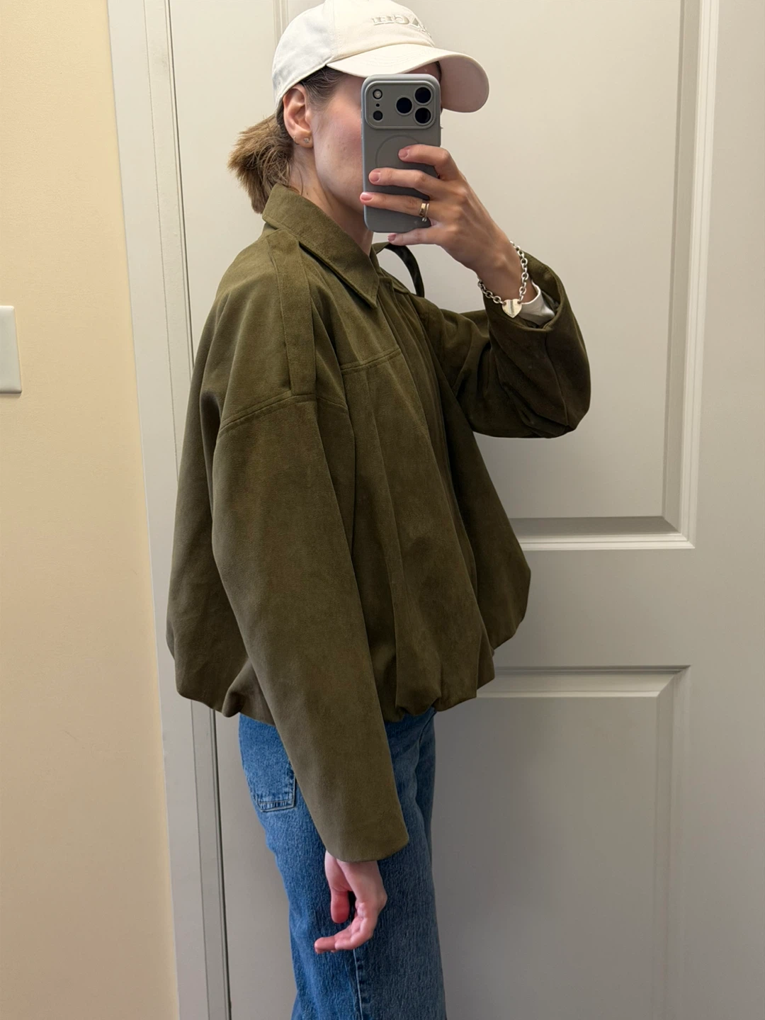 Olive Green Suede Bomber Jacket/ similar to Zara - photo 3