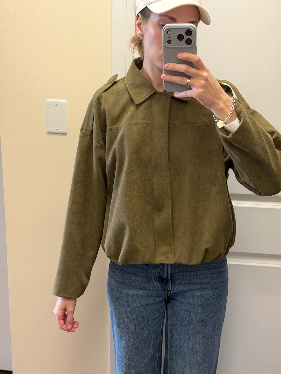 Olive Green Suede Bomber Jacket/ similar to Zara - photo 2