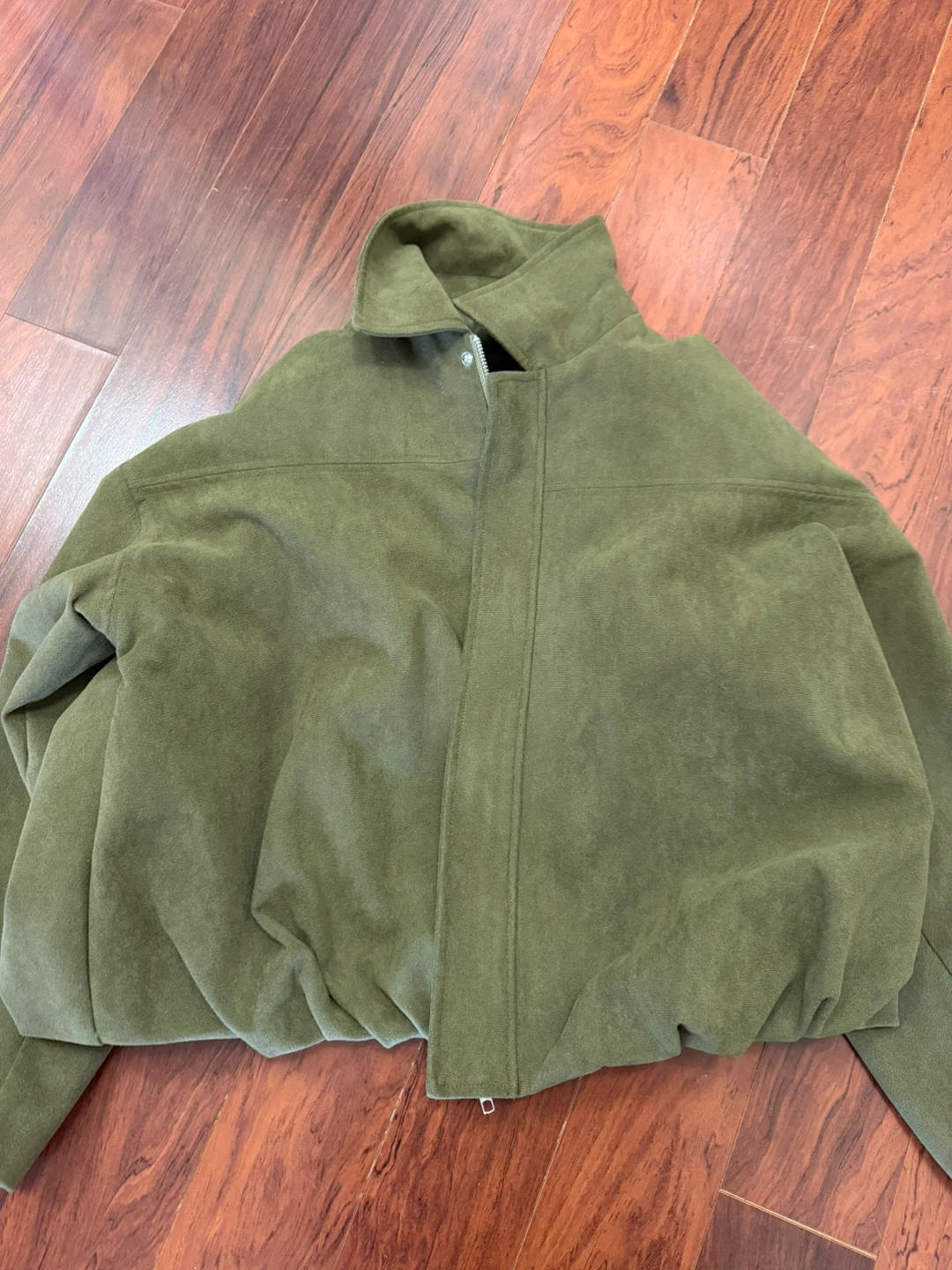 Olive Green Suede Bomber Jacket/ similar to Zara