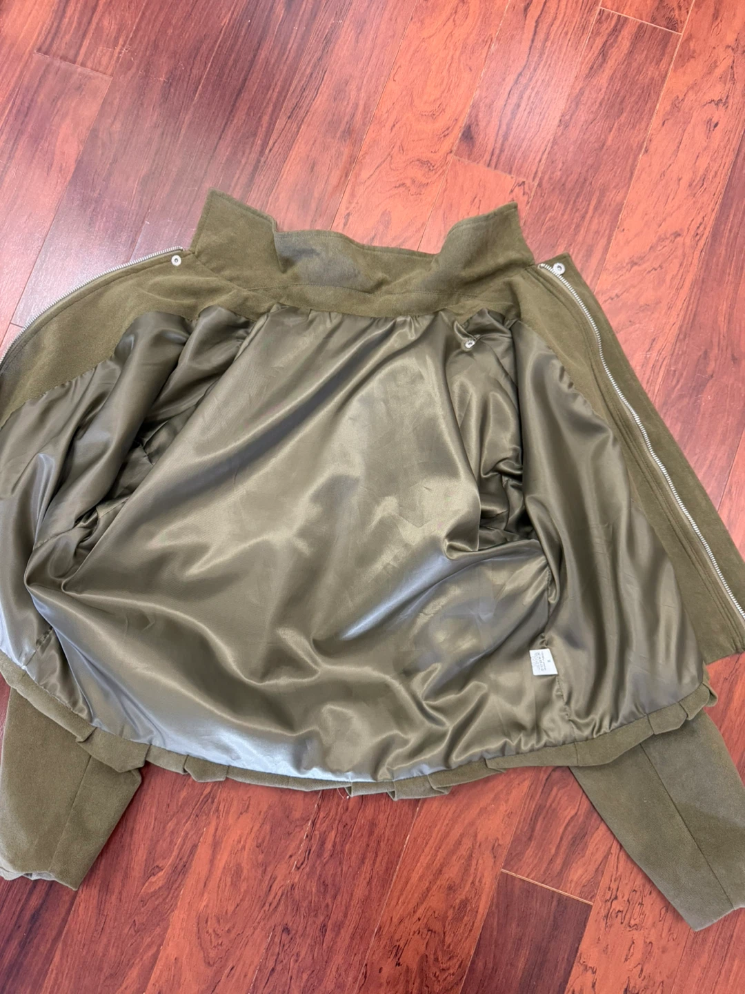 Olive Green Suede Bomber Jacket/ similar to Zara - photo 4