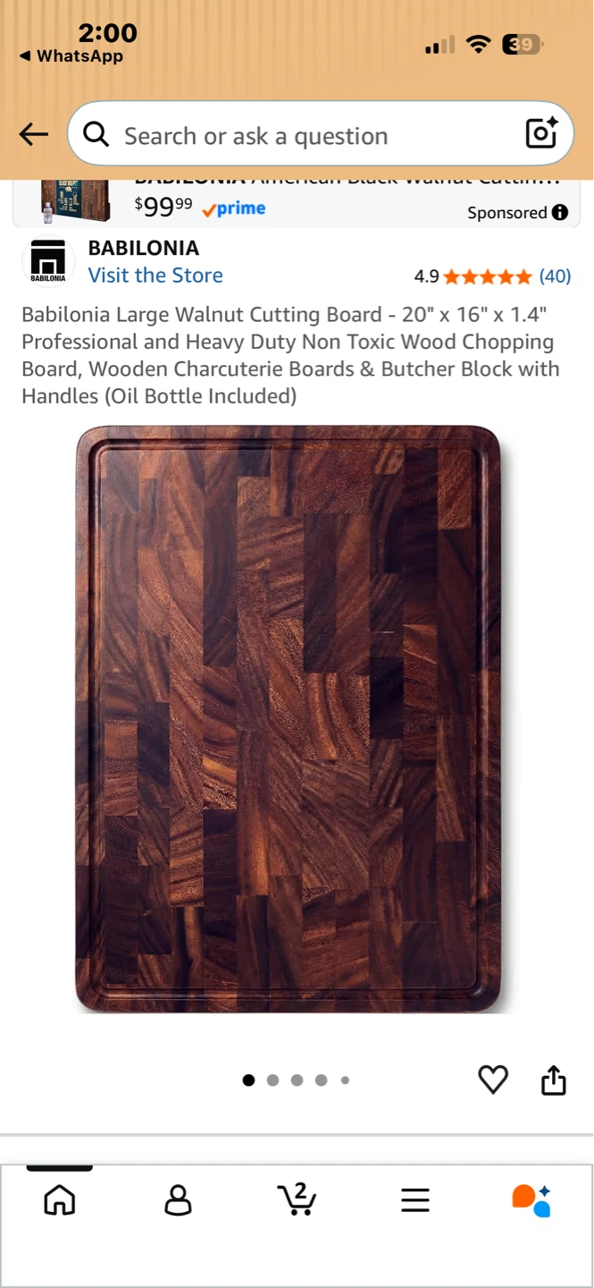 Babilonia Large Walnut Cutting Board - 20" x 16"