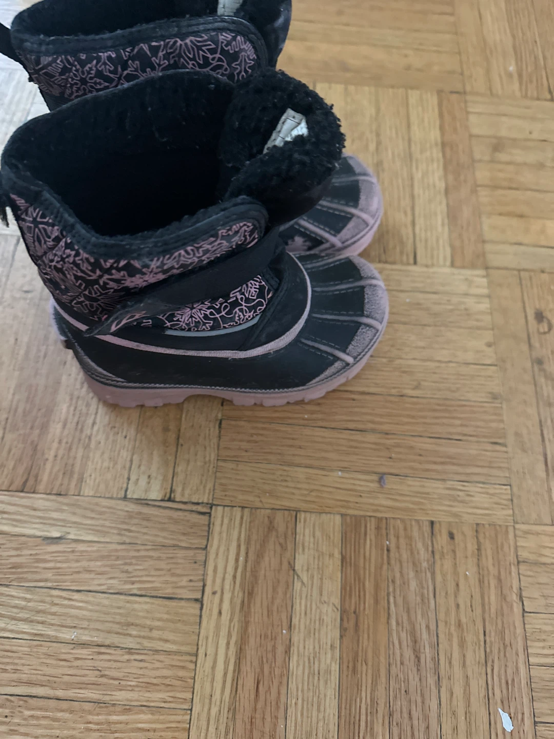 Girls Black and Pink Winter Boots