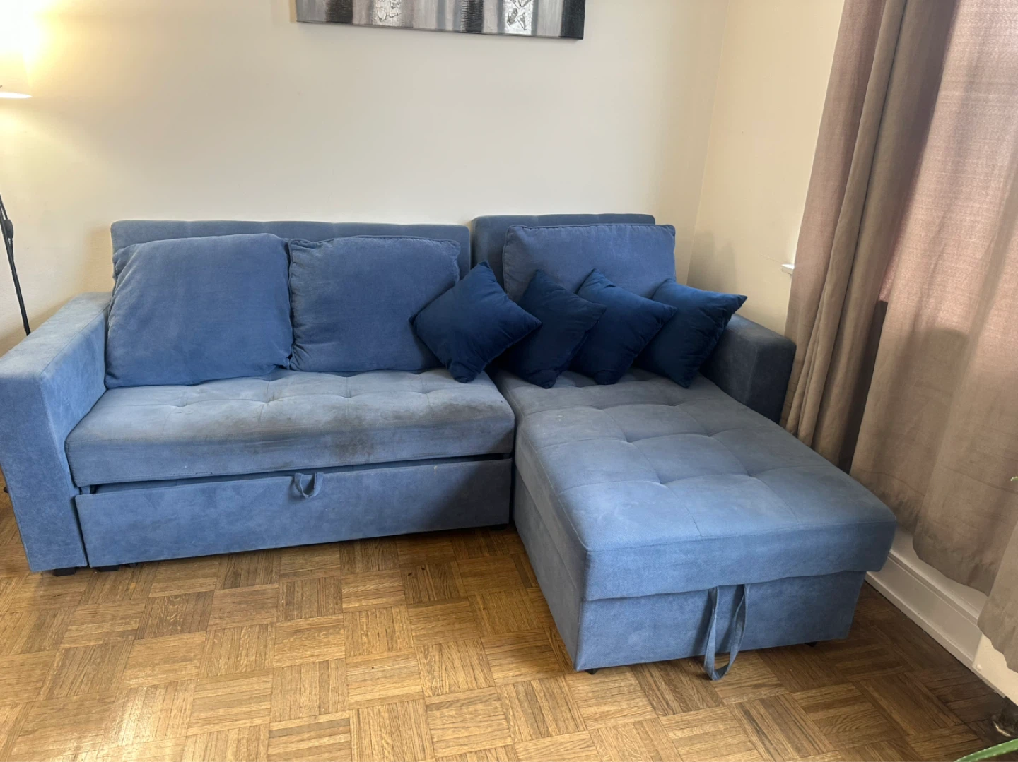 Blue Sectional Sofa with Storage