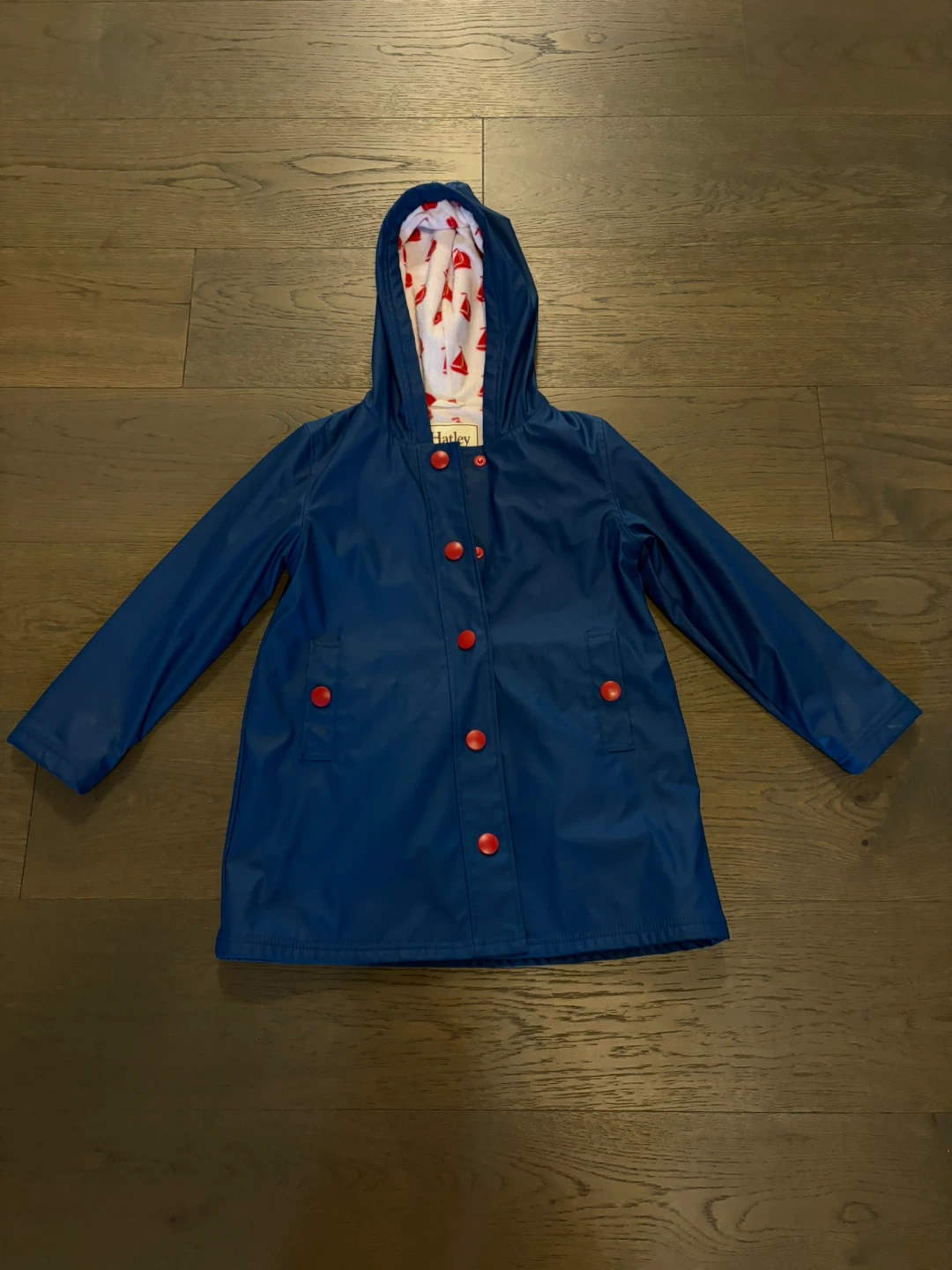 Hatley girls blue & red Hatley raincoat sz 7 EUC ret $98