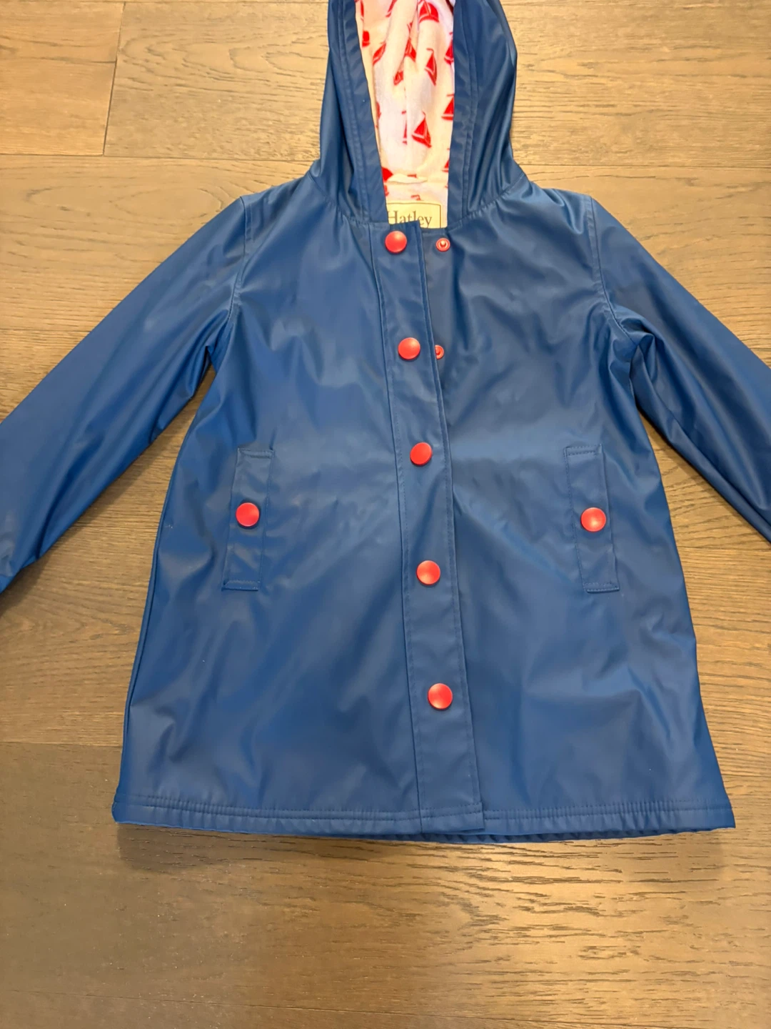 Hatley girls blue & red Hatley raincoat sz 7 EUC ret $98 - photo 3