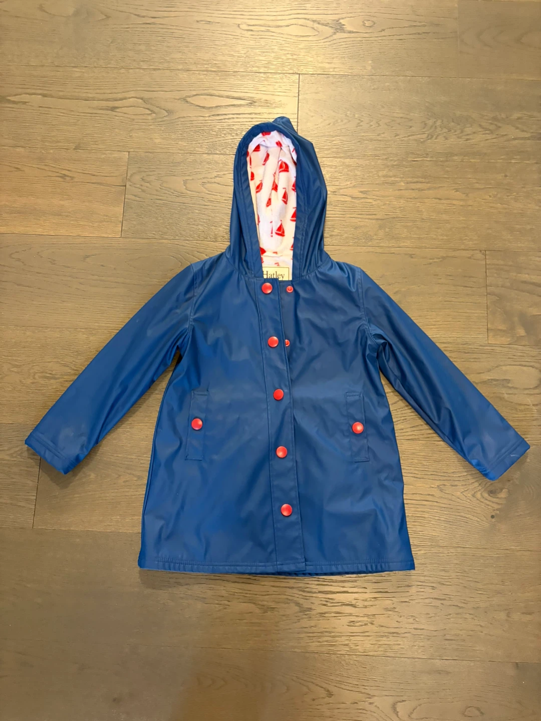 Hatley girls blue & red Hatley raincoat sz 7 EUC ret $98 - photo 4