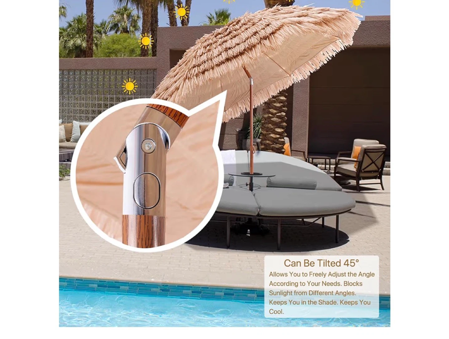 Tiki Beach Umbrella with Portable Storage Bag - photo 5