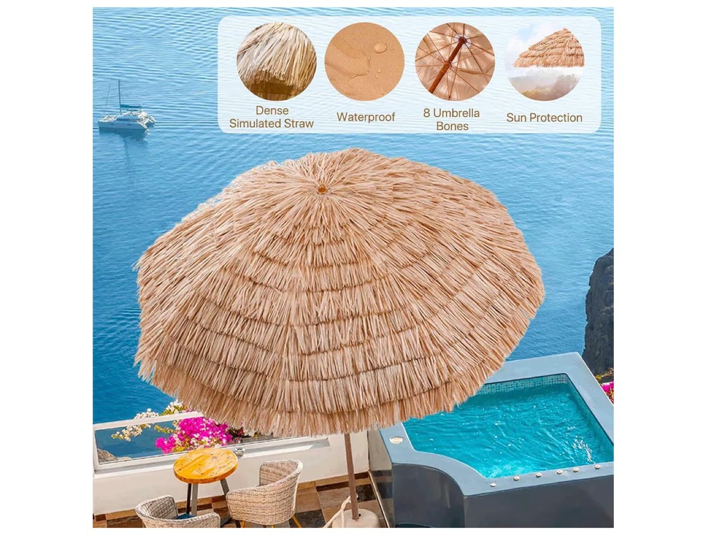 Tiki Beach Umbrella with Portable Storage Bag - photo 4