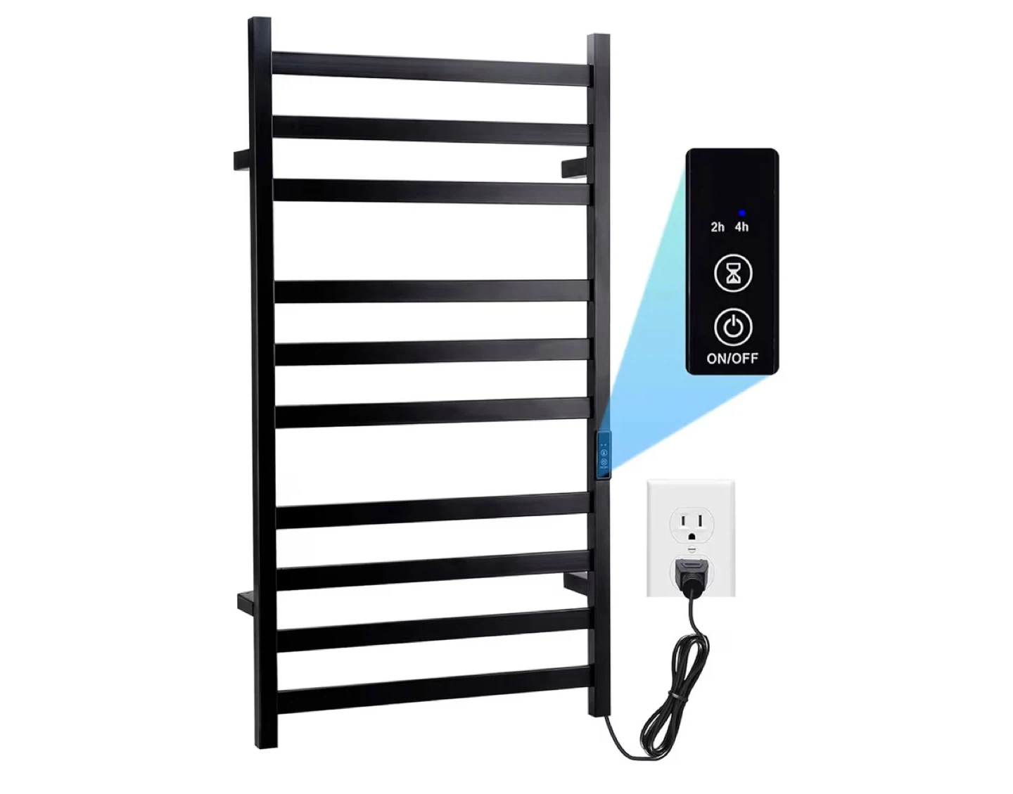 Black Plug-in Electric Towel Warmer Rack