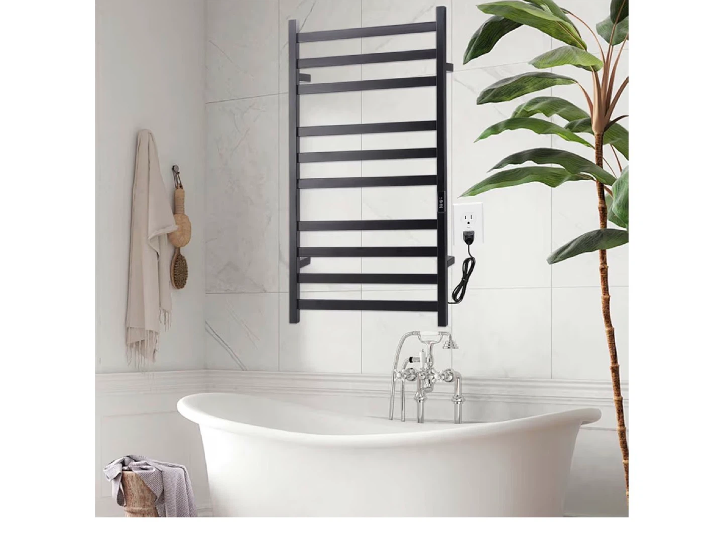 Black Plug-in Electric Towel Warmer Rack - photo 3