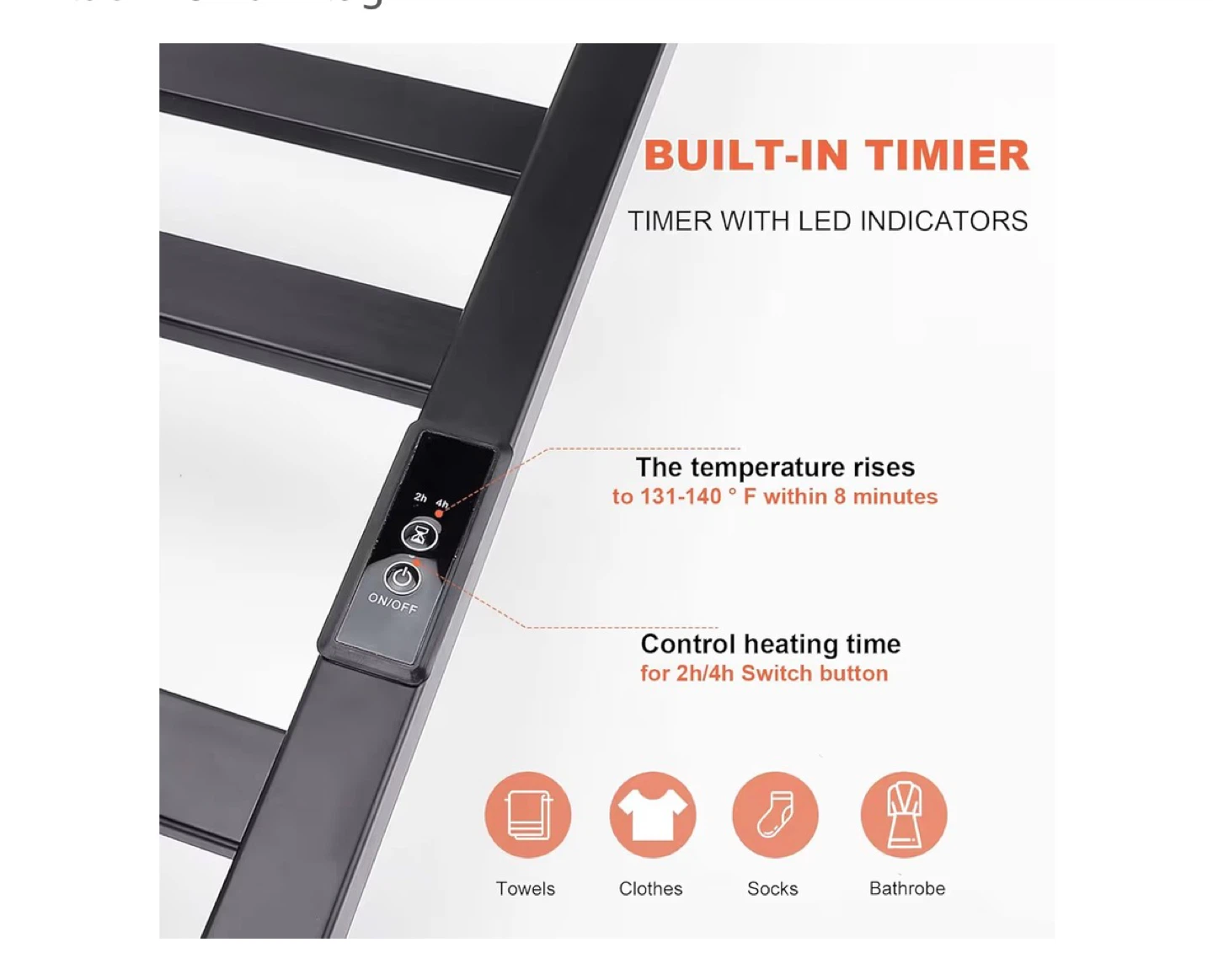 Black Plug-in Electric Towel Warmer Rack - photo 4