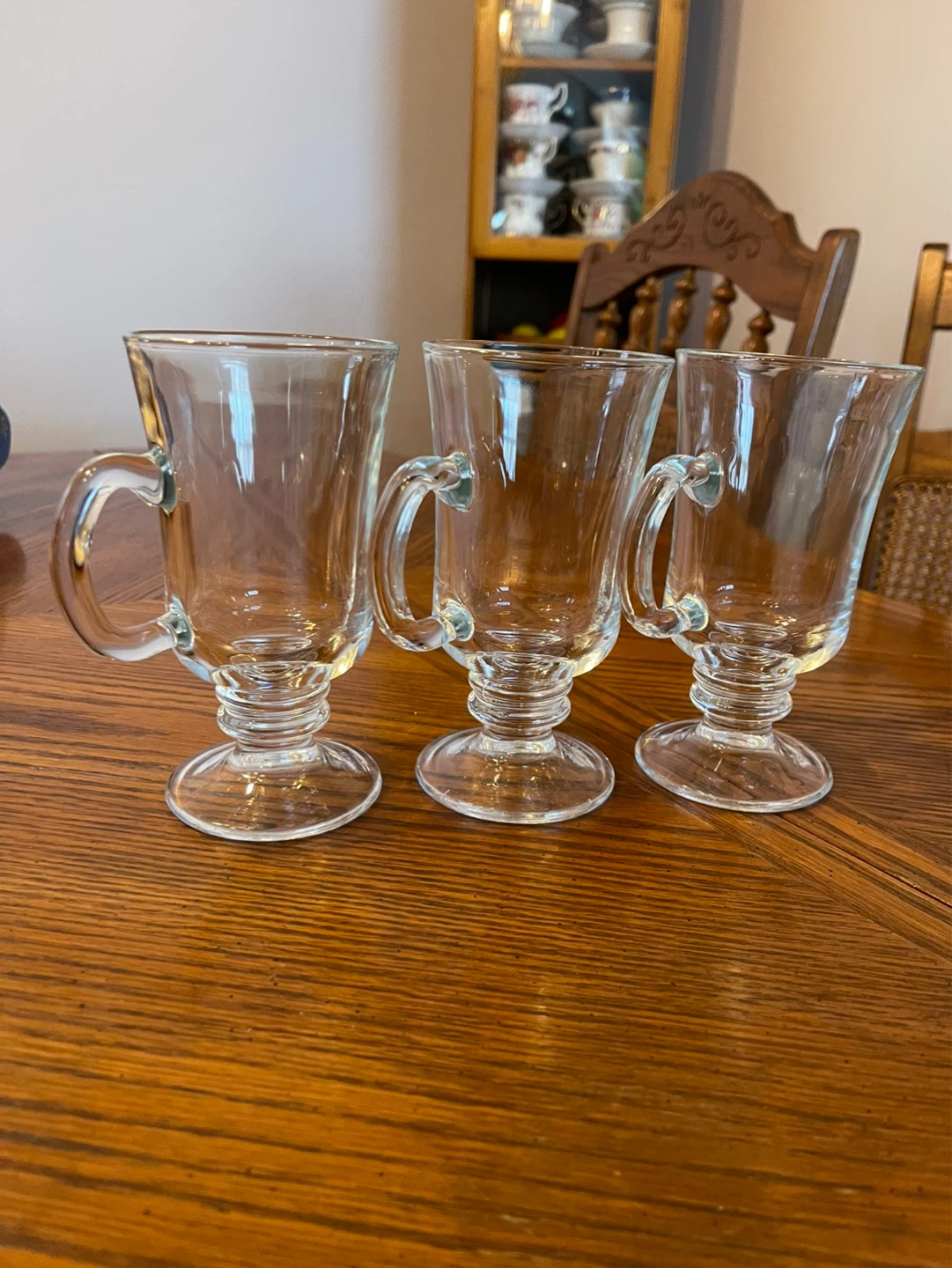 Set of 3 Clear Glass Irish Coffee Mugs