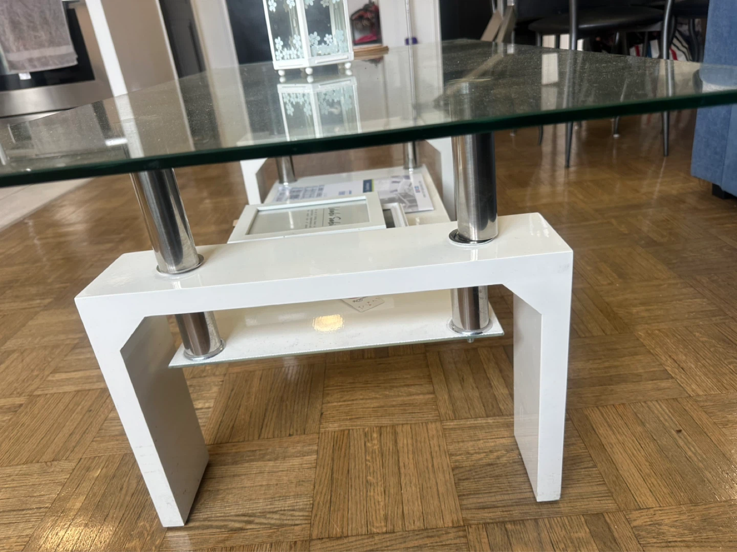 White Coffee Table with Glass Top - photo 2