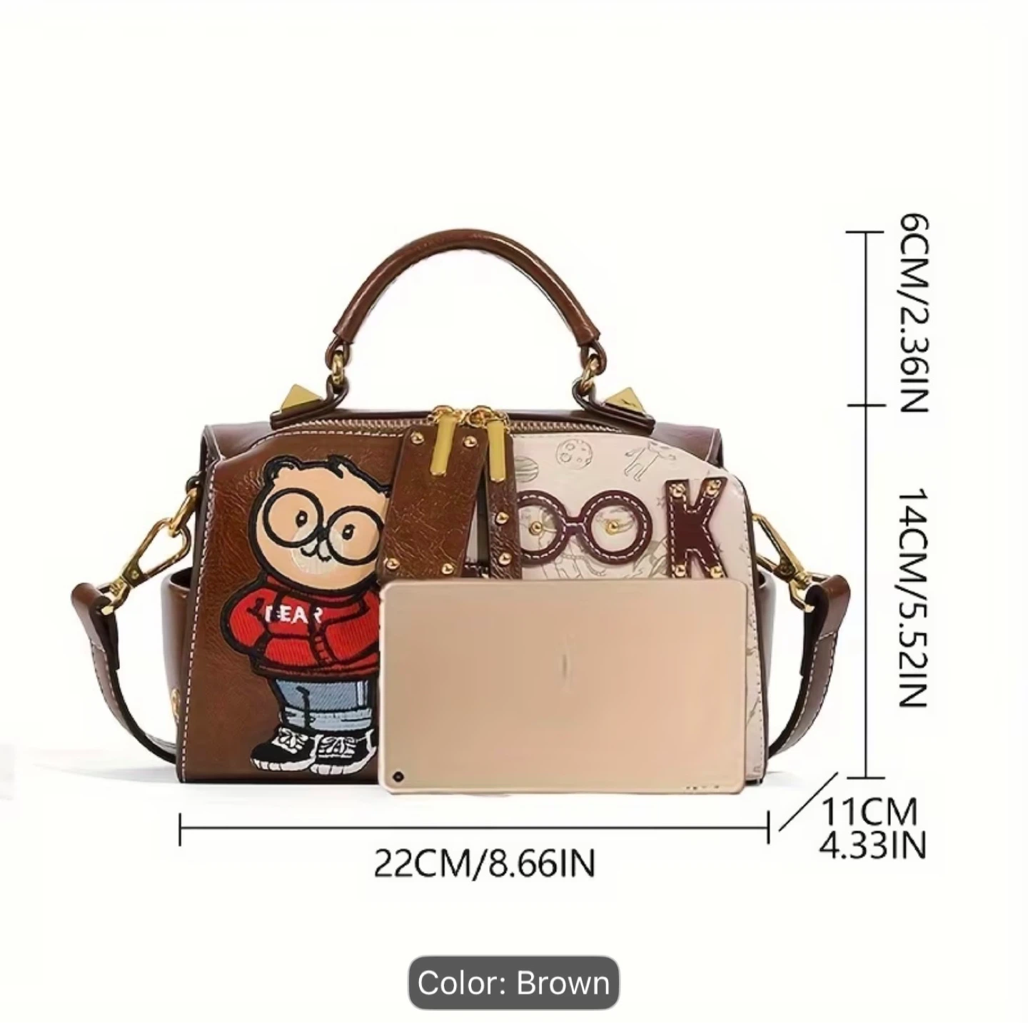 Brown Cartoon Bear Crossbody Handbag - photo 3