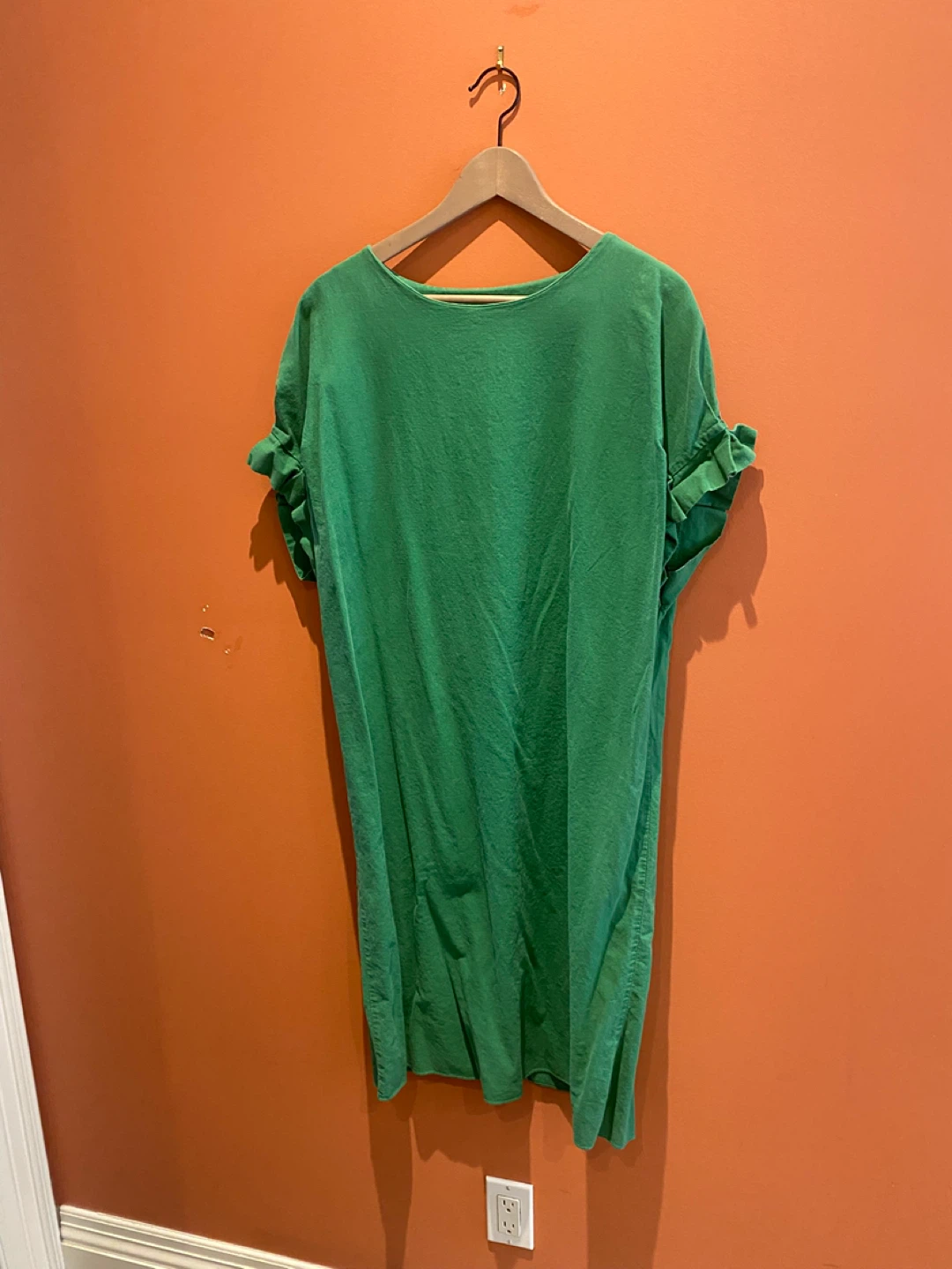 Green linen long Dress