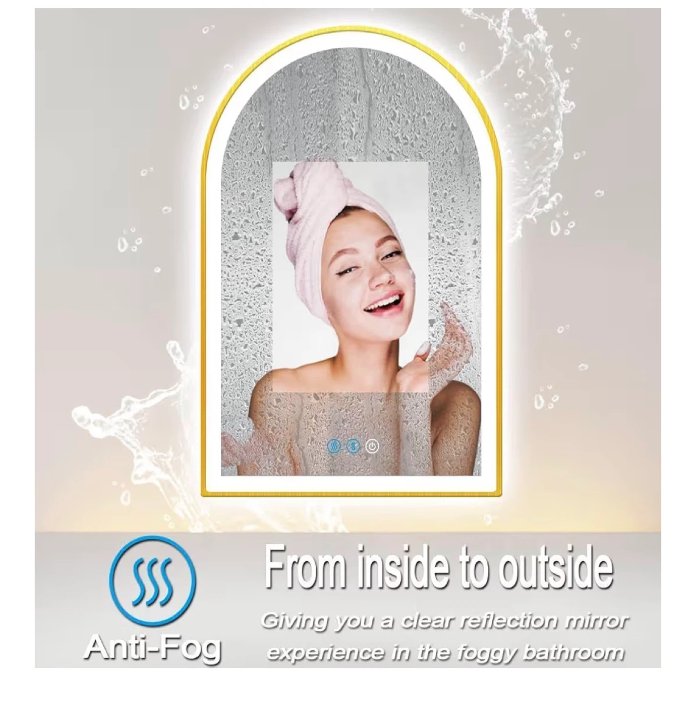 Arched LED Bathroom Mirror 24" x 36" with Anti-Fog - photo 5