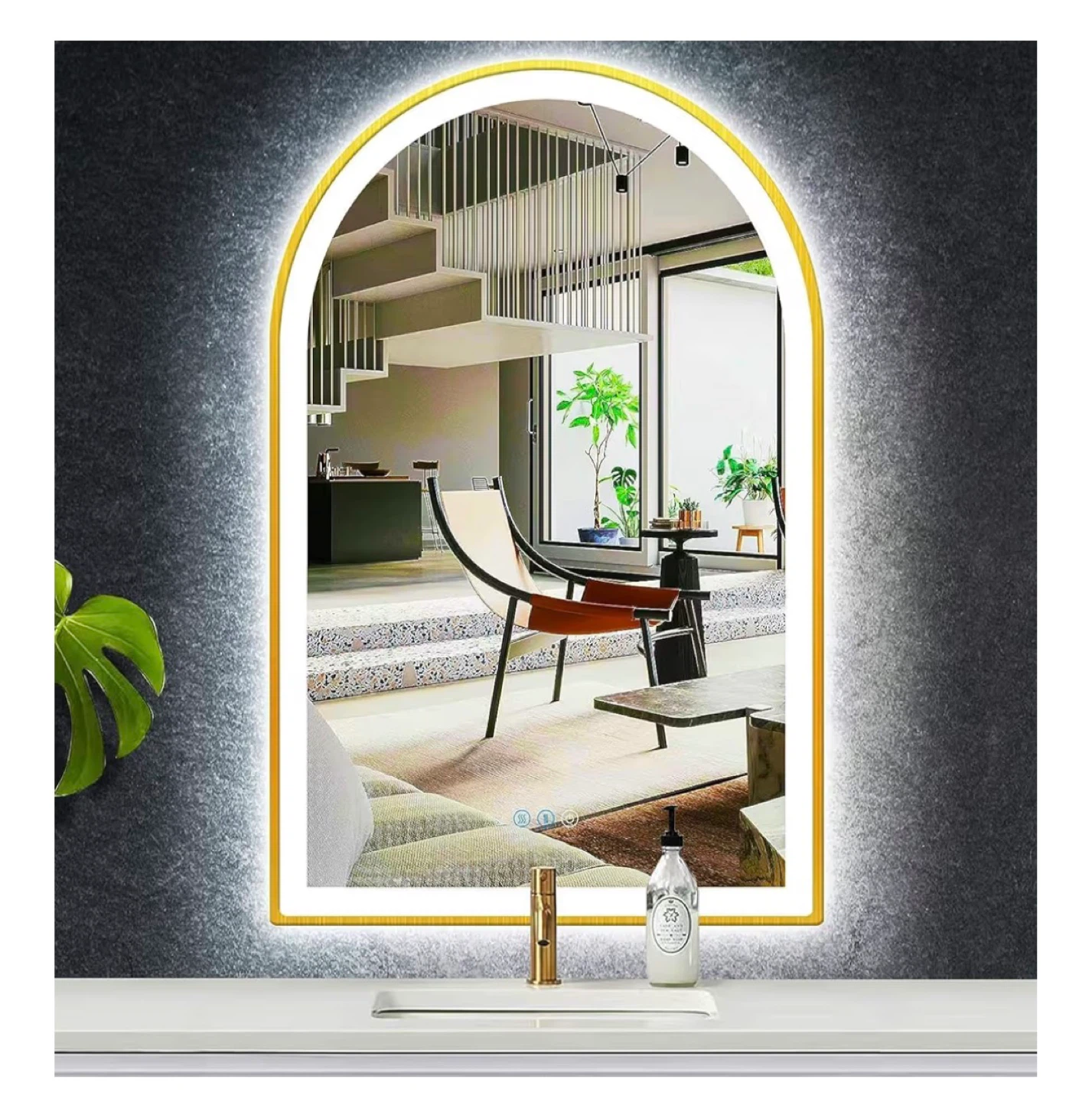 Arched LED Bathroom Mirror 24" x 36" with Anti-Fog