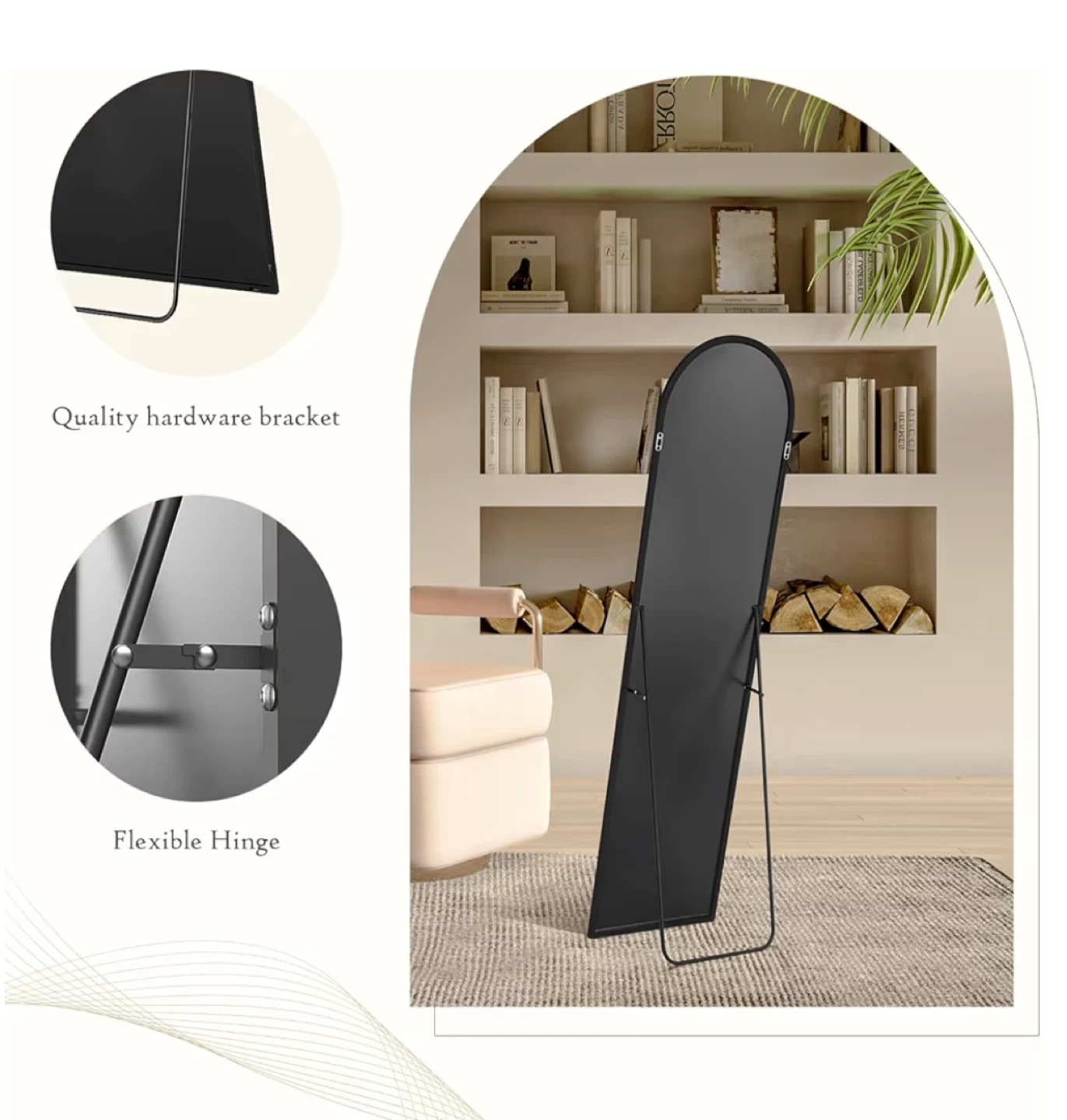 Arch Top Standing Mirror - Black - photo 4