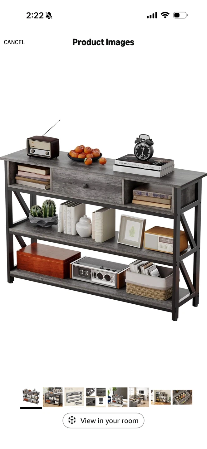 Rustic Grey Console Table with Drawer and Shelves - photo 2