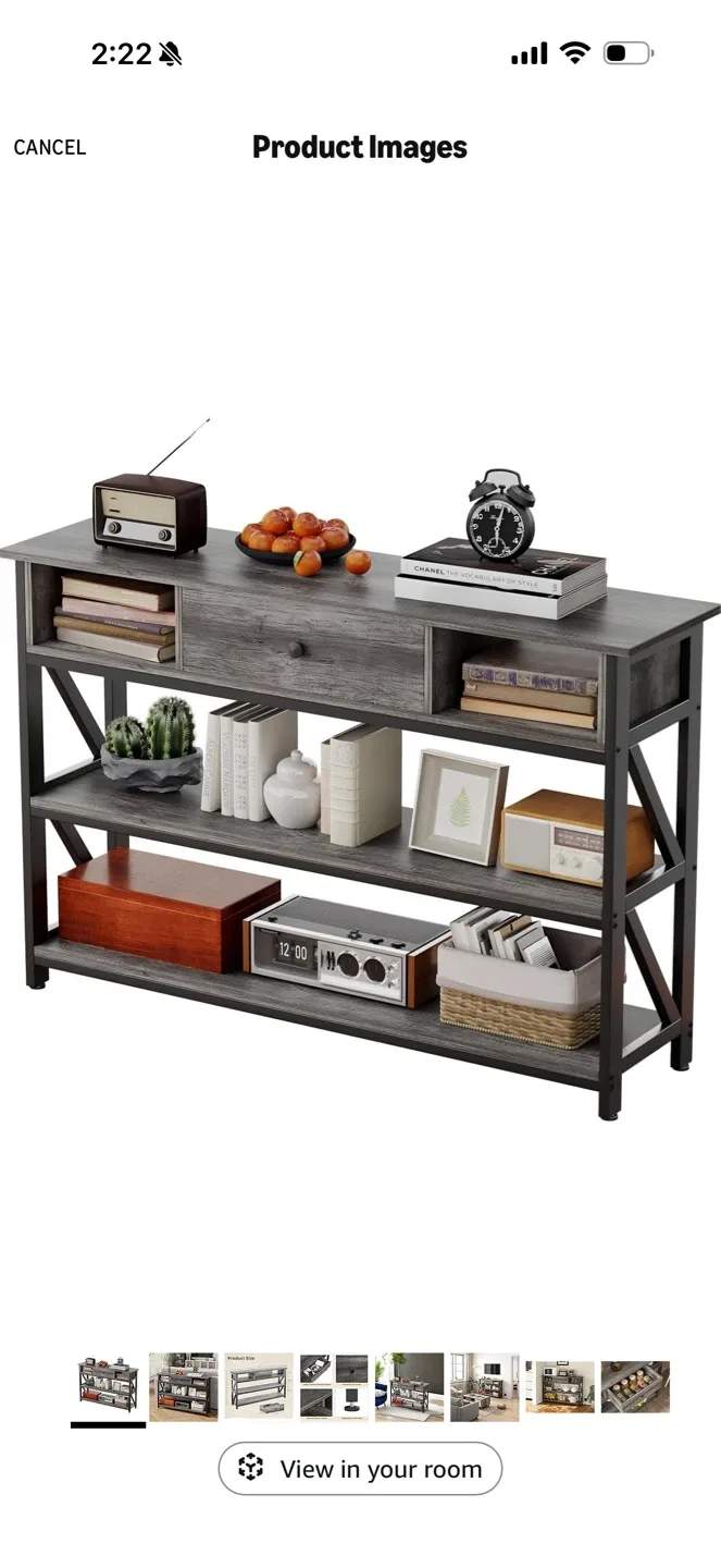 Rustic Grey Console Table with Drawer and Shelves - photo 2