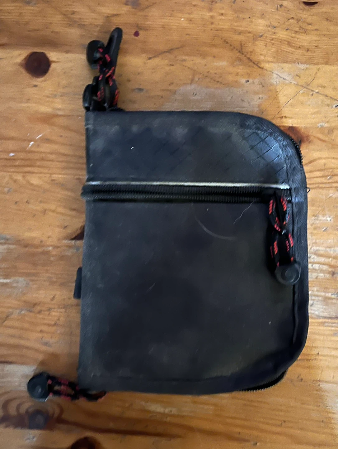 Black zippered travel pouch with clear ID window - photo 2