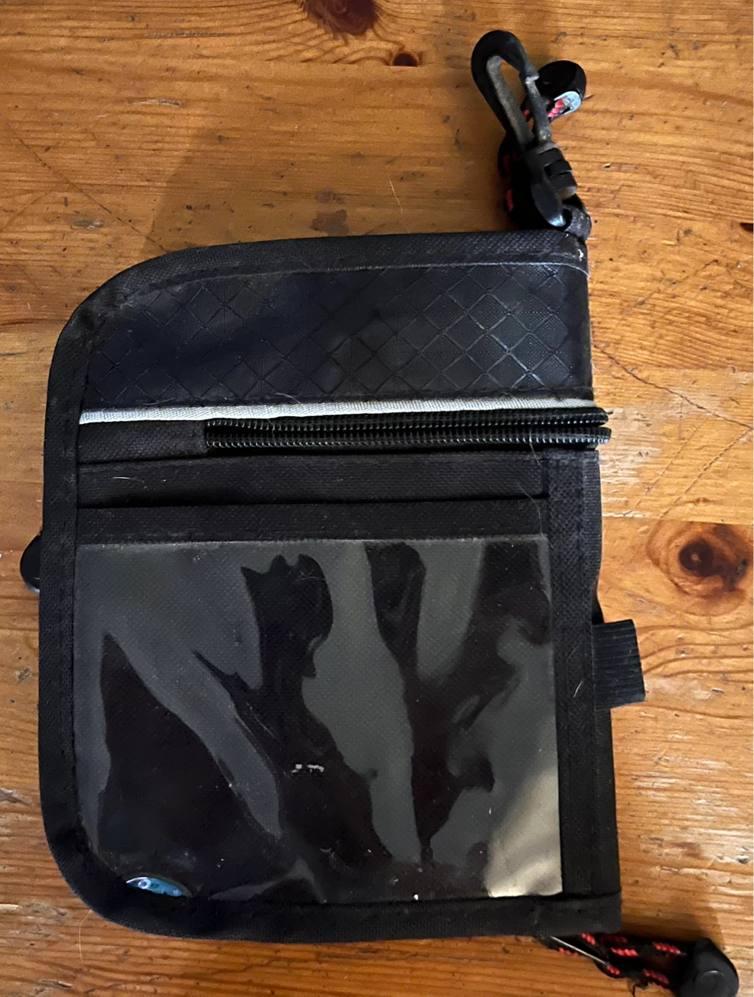 Black zippered travel pouch with clear ID window - photo 3